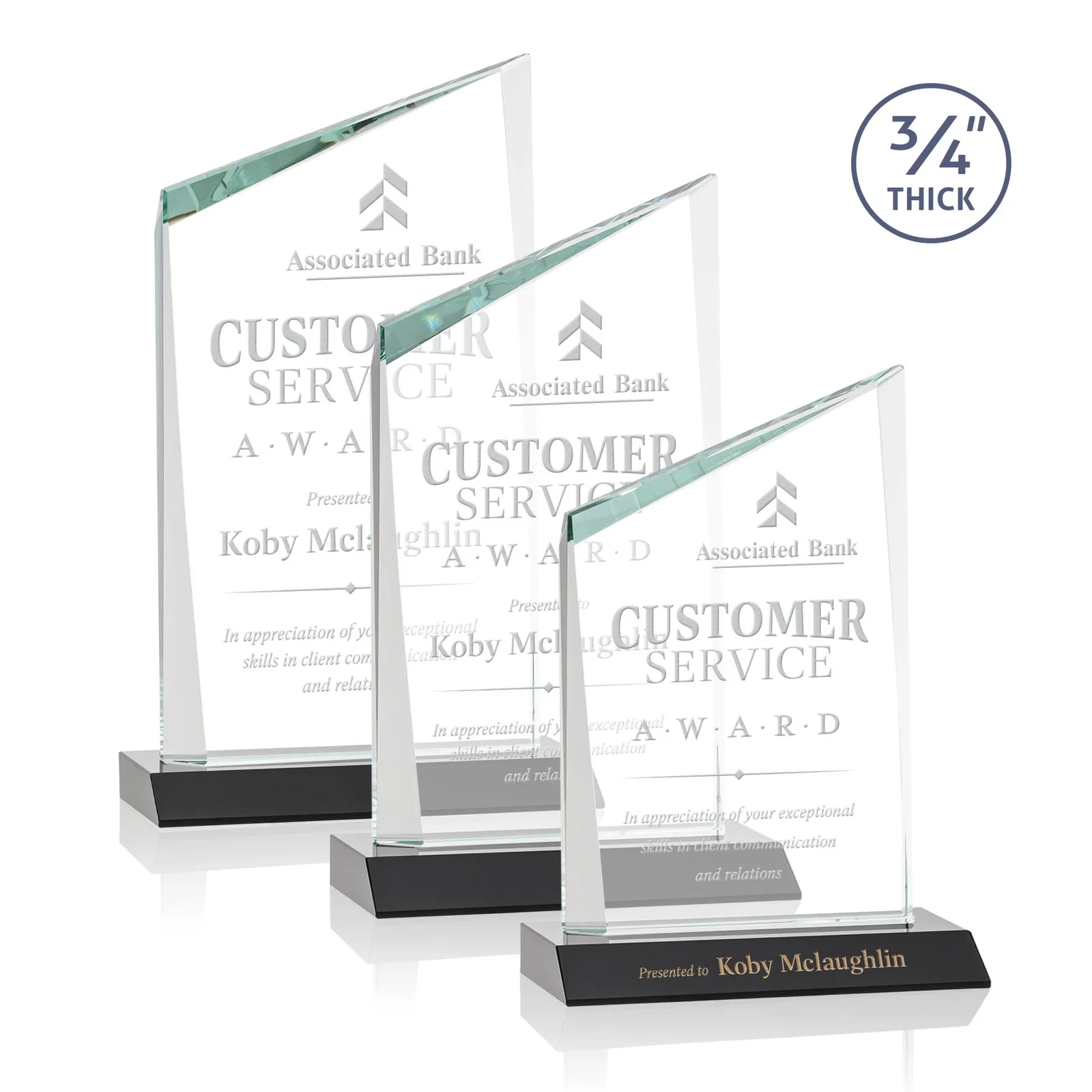 Personalized Starfire Crystal Peak Award on Front-Mitered Color Base, awards for employee recognition
