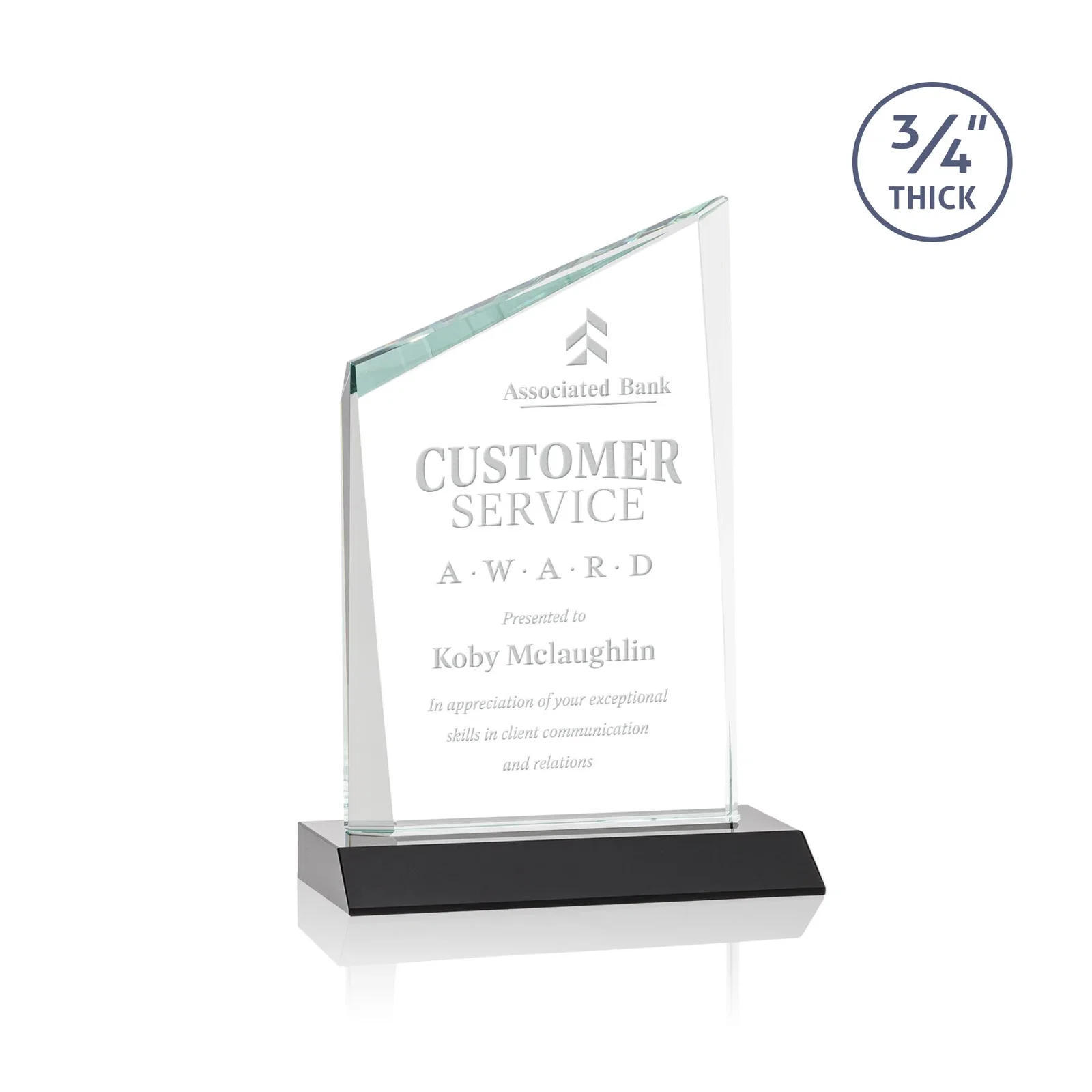 Personalized Starfire Crystal Peak Award on Front-Mitered Color Base, awards for corporate award ceremonies