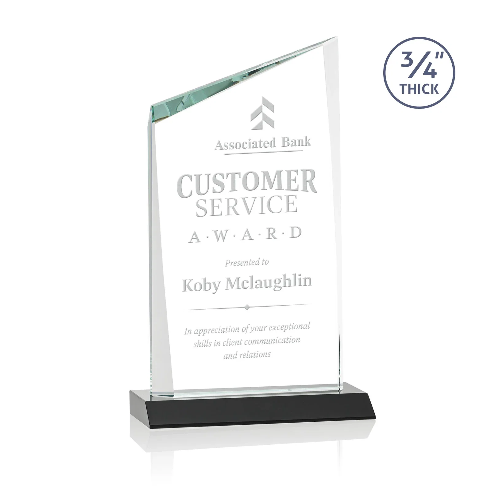 Personalized Starfire Crystal Peak Award on Front-Mitered Color Base, awards for sales achievement awards