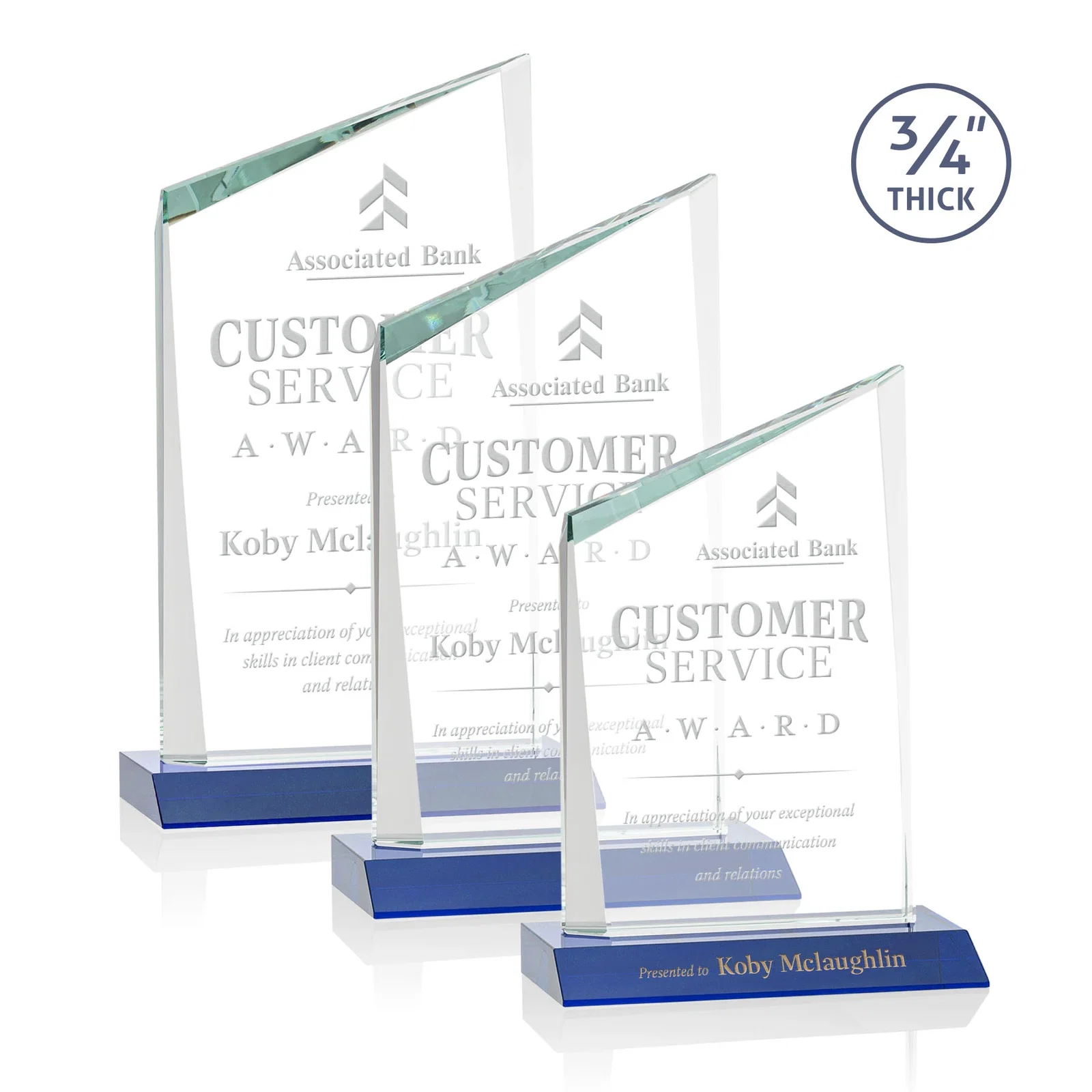 Personalized Starfire Crystal Peak Award on Front-Mitered Color Base, awards for retirement presentations
