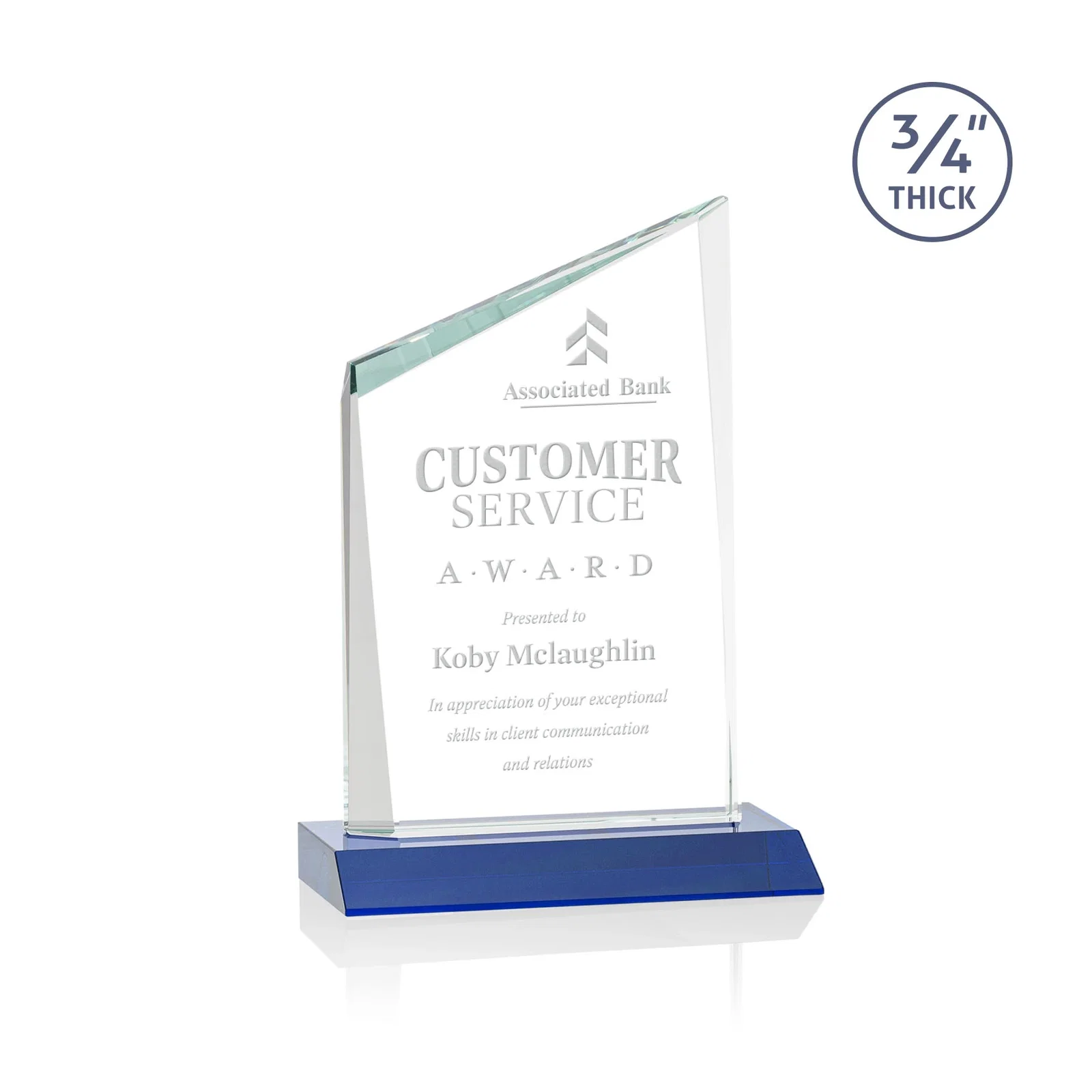 Personalized Starfire Crystal Peak Award on Front-Mitered Color Base, awards for team milestone celebrations