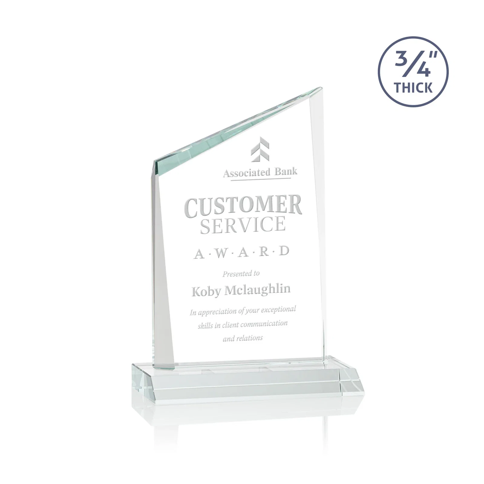 Custom Starfire Crystal Peak Award on Front-Mitered Color Base, awards for corporate award ceremonies