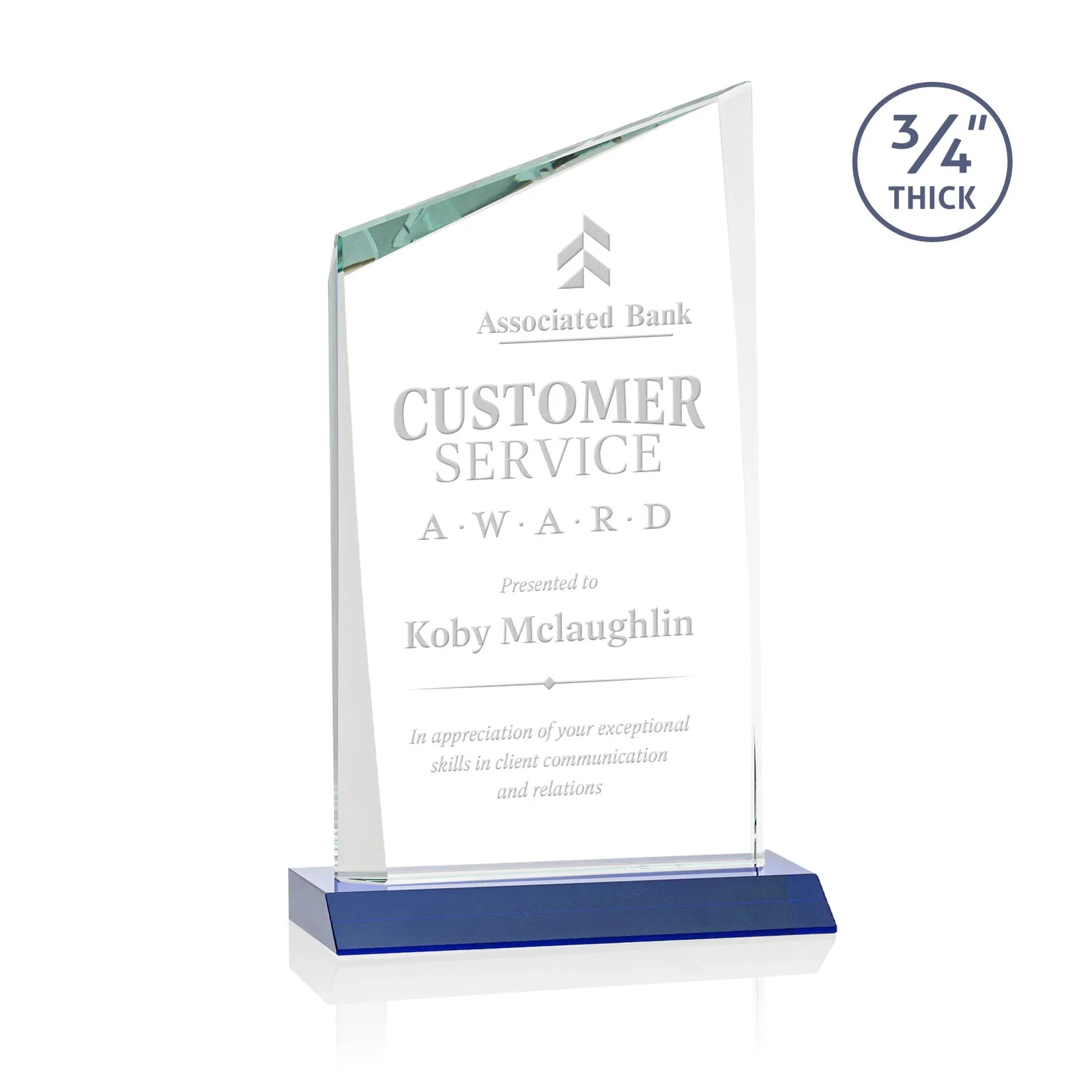 Personalized Starfire Crystal Peak Award on Front-Mitered Color Base, awards for graduation ceremonies