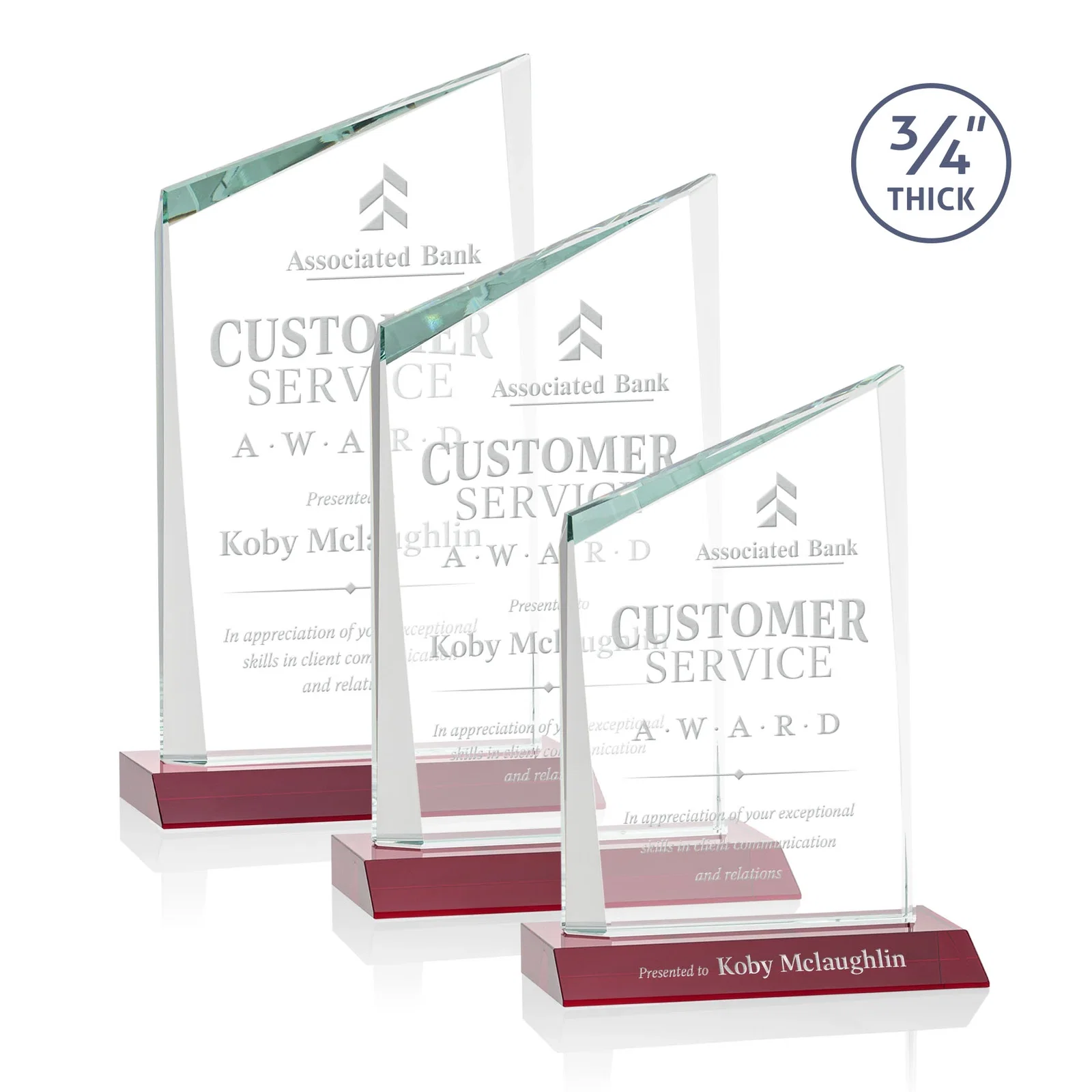 Personalized Starfire Crystal Peak Award on Front-Mitered Color Base, awards for safety achievement programs