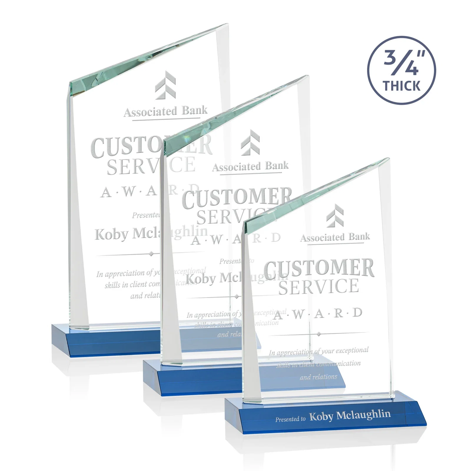 Promotional Starfire Crystal Peak Award on Front-Mitered Color Base, awards for employee recognition