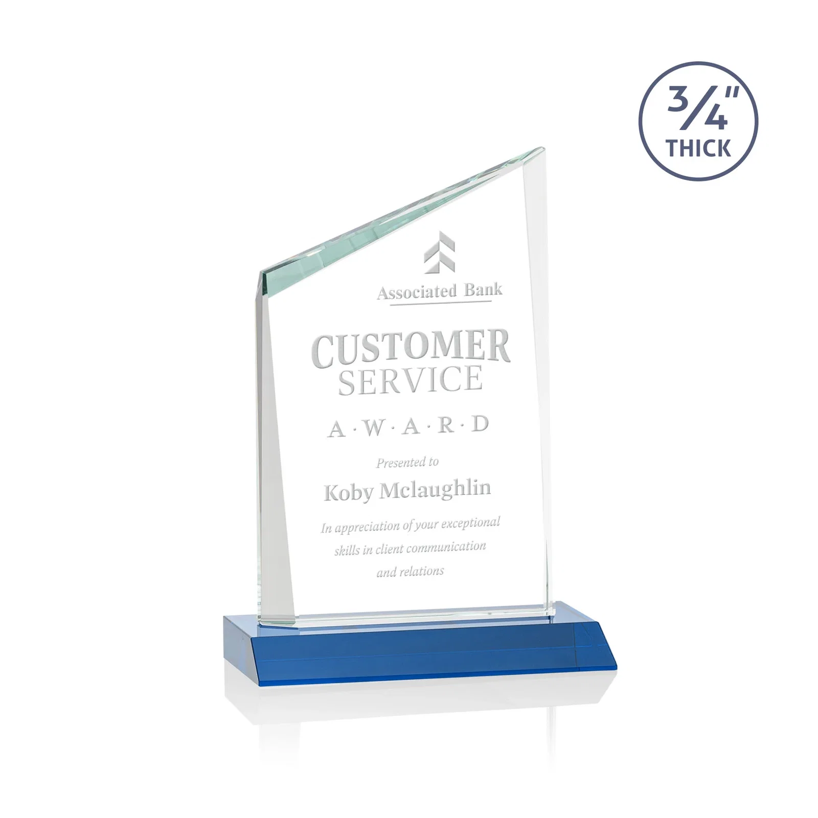 Promotional Starfire Crystal Peak Award on Front-Mitered Color Base, awards for corporate award ceremonies