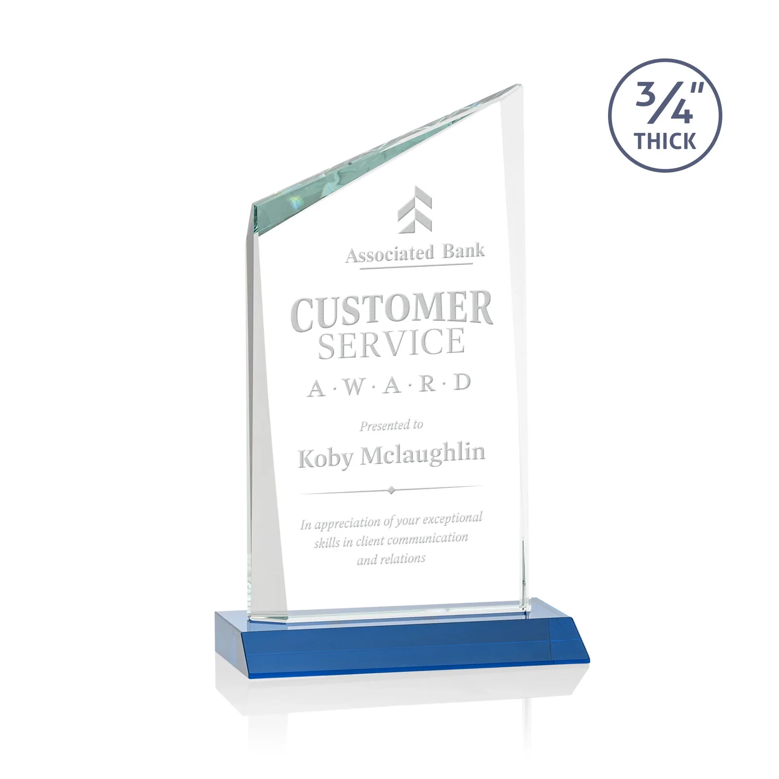 Promotional Starfire Crystal Peak Award on Front-Mitered Color Base, awards for service anniversary gifts