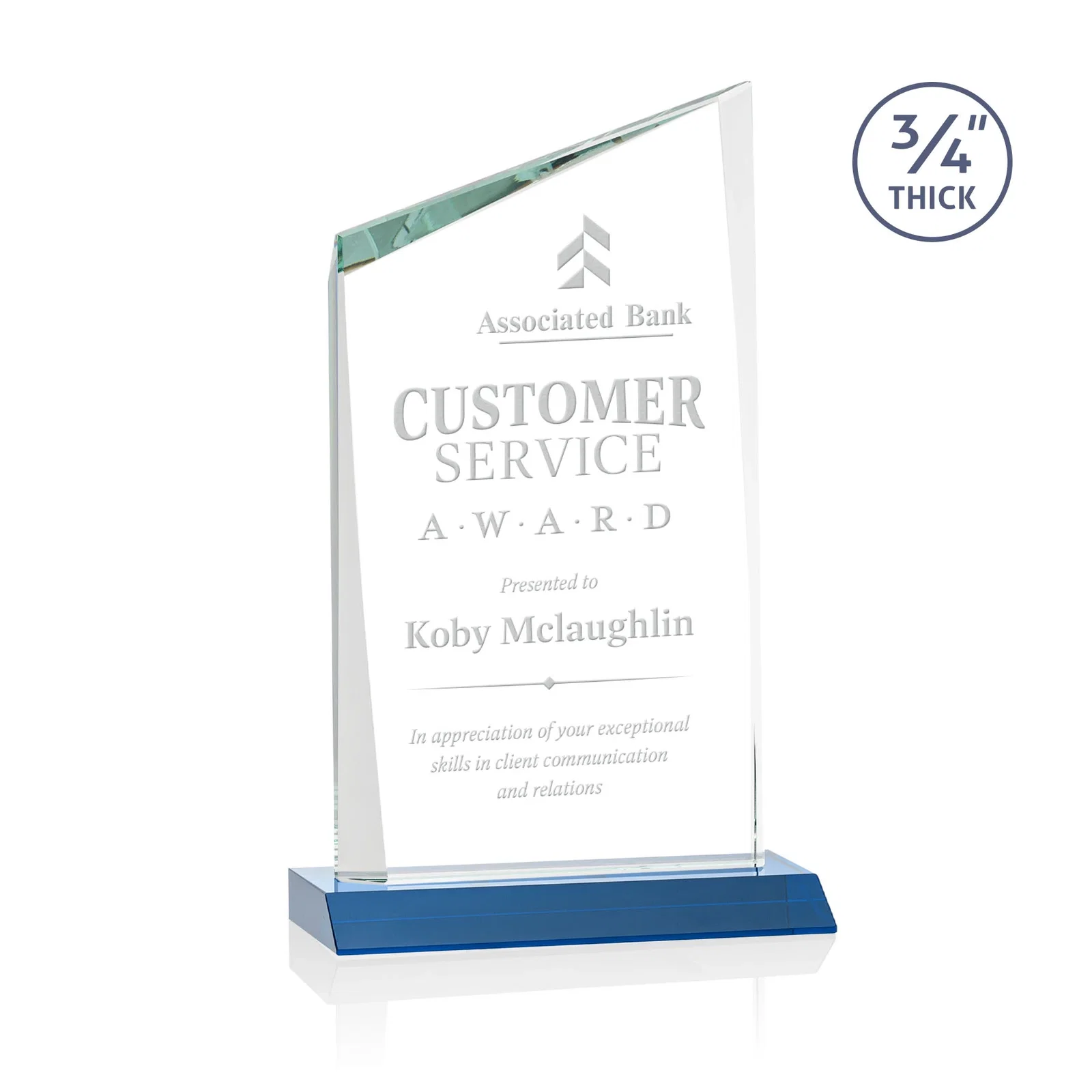 Promotional Starfire Crystal Peak Award on Front-Mitered Color Base, awards for sales achievement awards