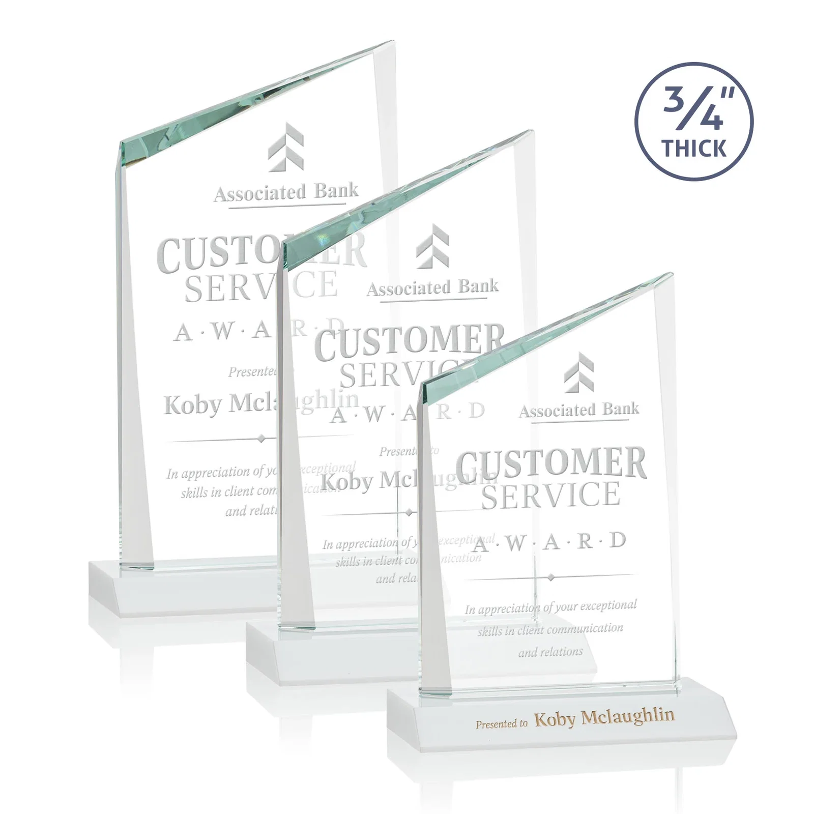 Promotional Starfire Crystal Peak Award on Front-Mitered Color Base, awards for retirement presentations