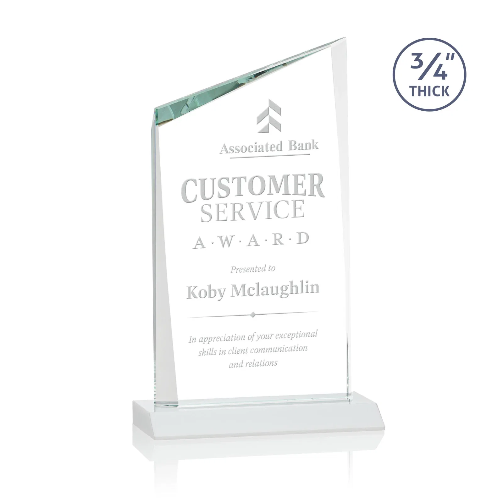 Promotional Starfire Crystal Peak Award on Front-Mitered Color Base, awards for graduation ceremonies