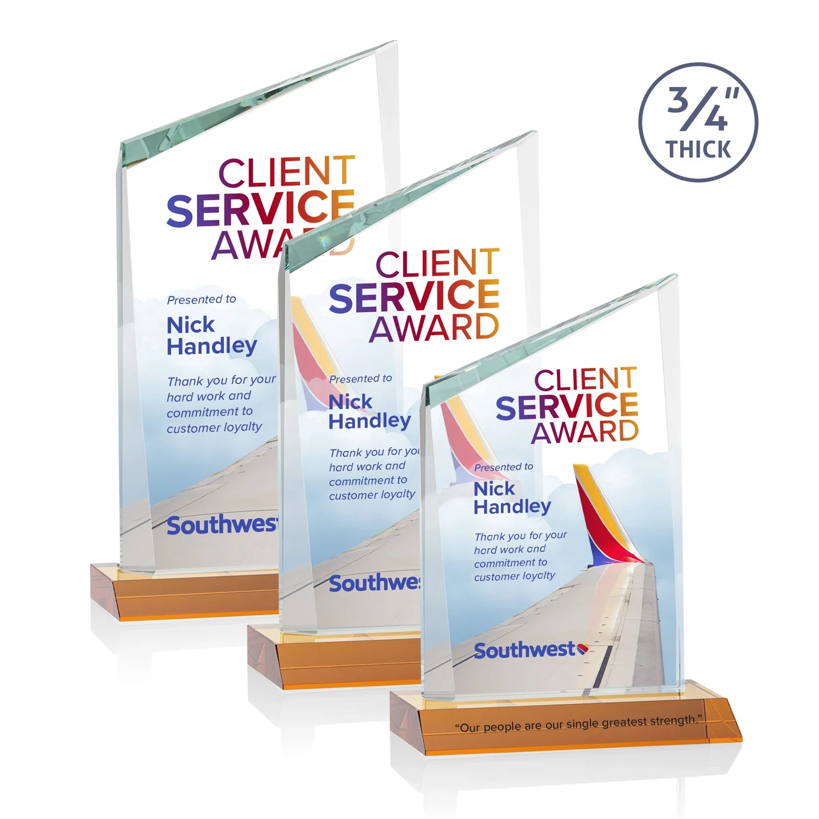 Branded Starfire Crystal Peak Award on Front-Mitered Color Base, awards for employee recognition