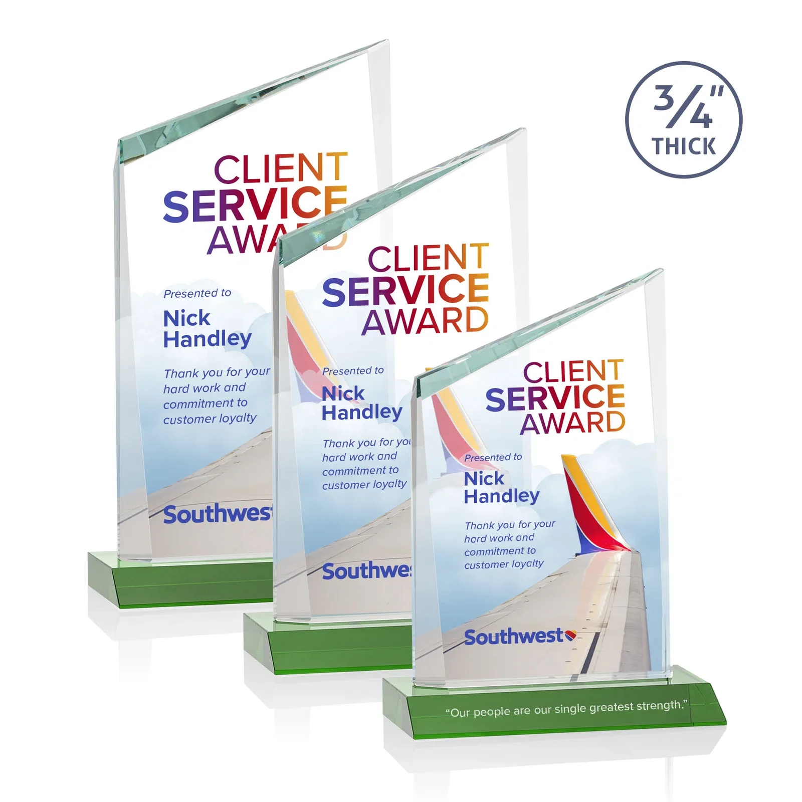 Branded Starfire Crystal Peak Award on Front-Mitered Color Base, awards for retirement presentations