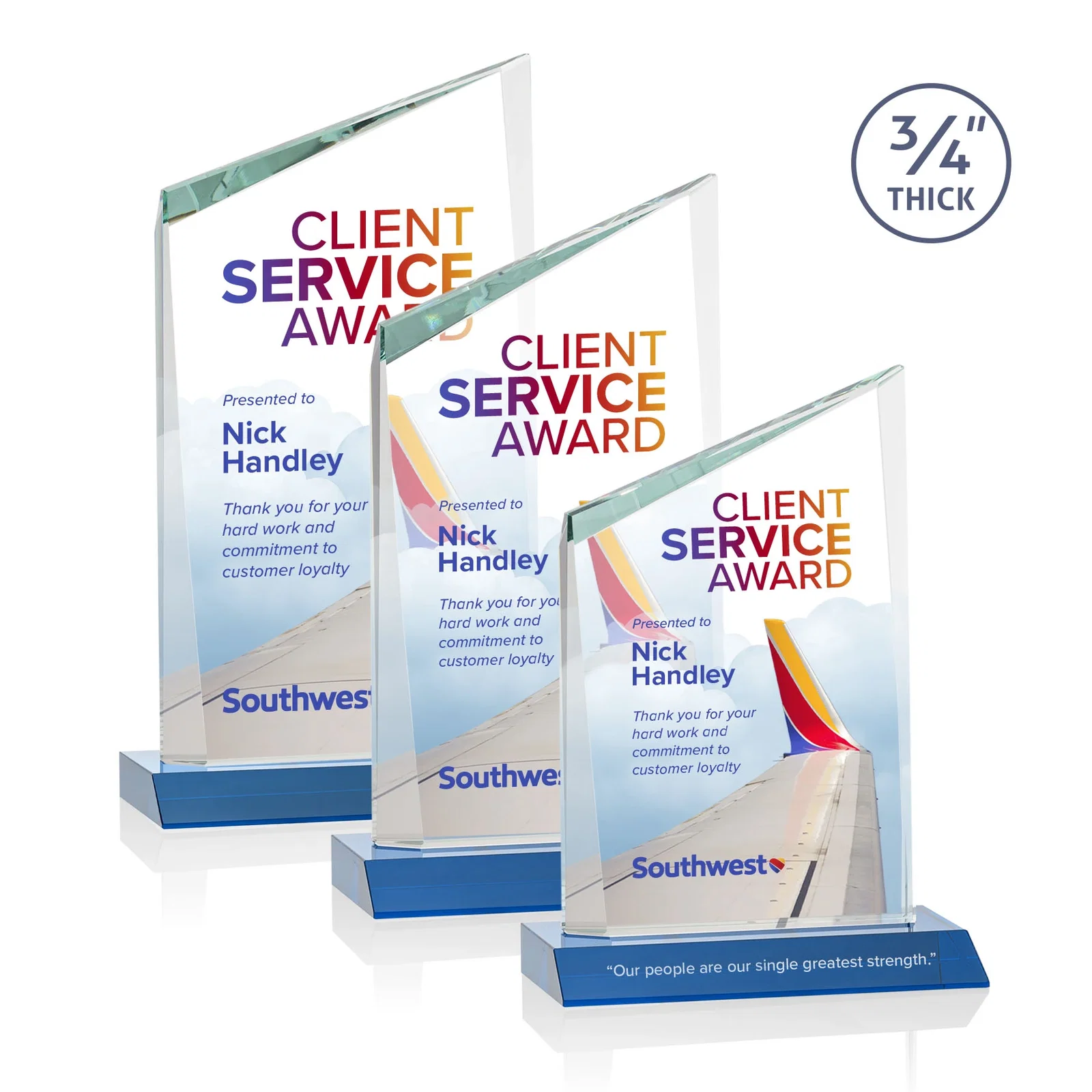 Custom printed Starfire Crystal Peak Award on Front-Mitered Color Base, awards for safety achievement programs