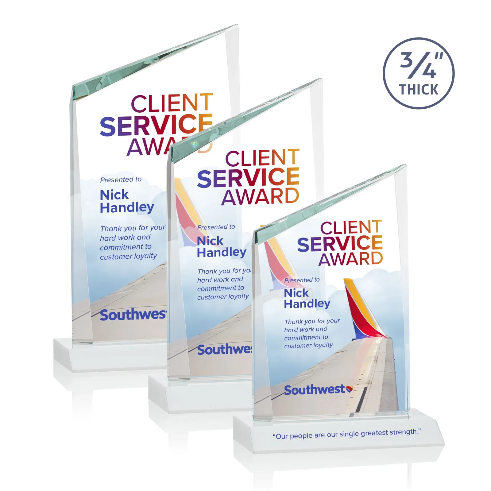Customized Starfire Crystal Peak Award on Front-Mitered Color Base, awards for employee recognition