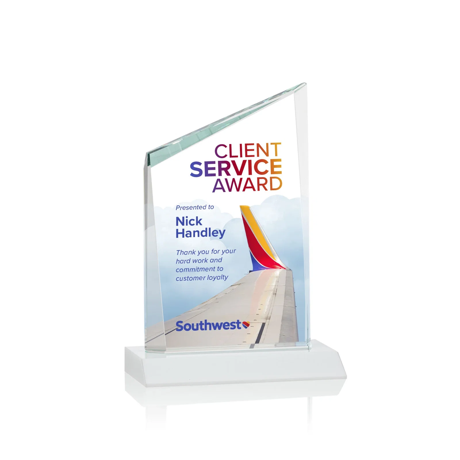 Customized Starfire Crystal Peak Award on Front-Mitered Color Base, awards for corporate award ceremonies