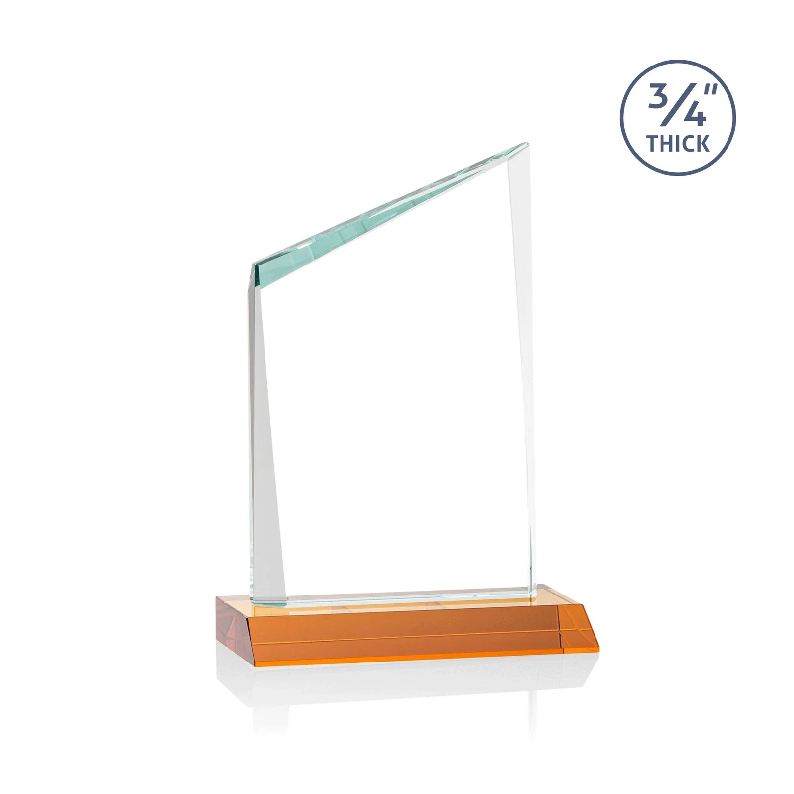 Customized Starfire Crystal Peak Award on Front-Mitered Color Base, awards for team milestone celebrations