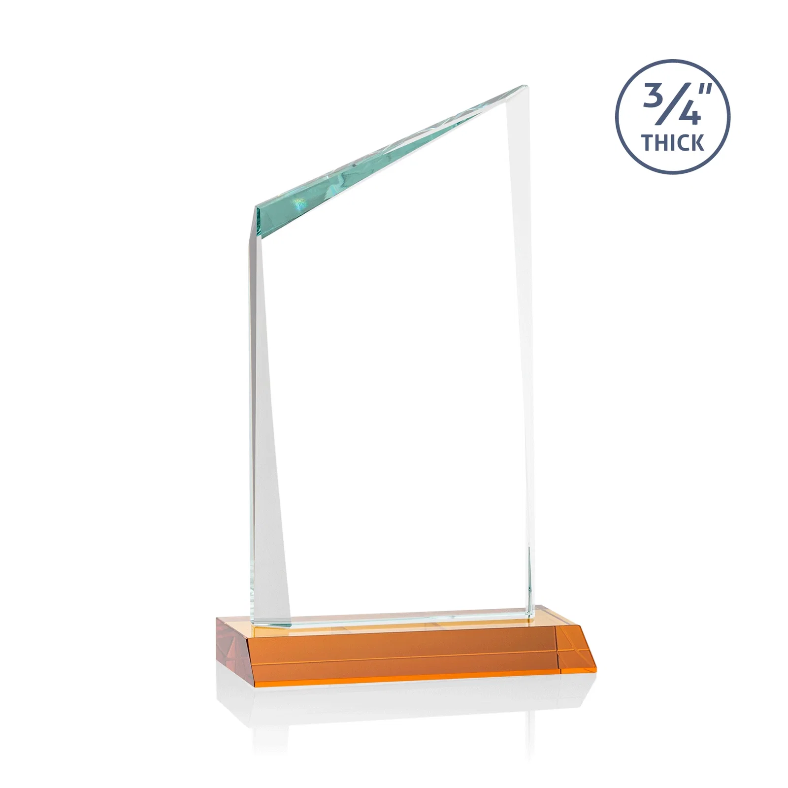 Customized Starfire Crystal Peak Award on Front-Mitered Color Base, awards for donor appreciation