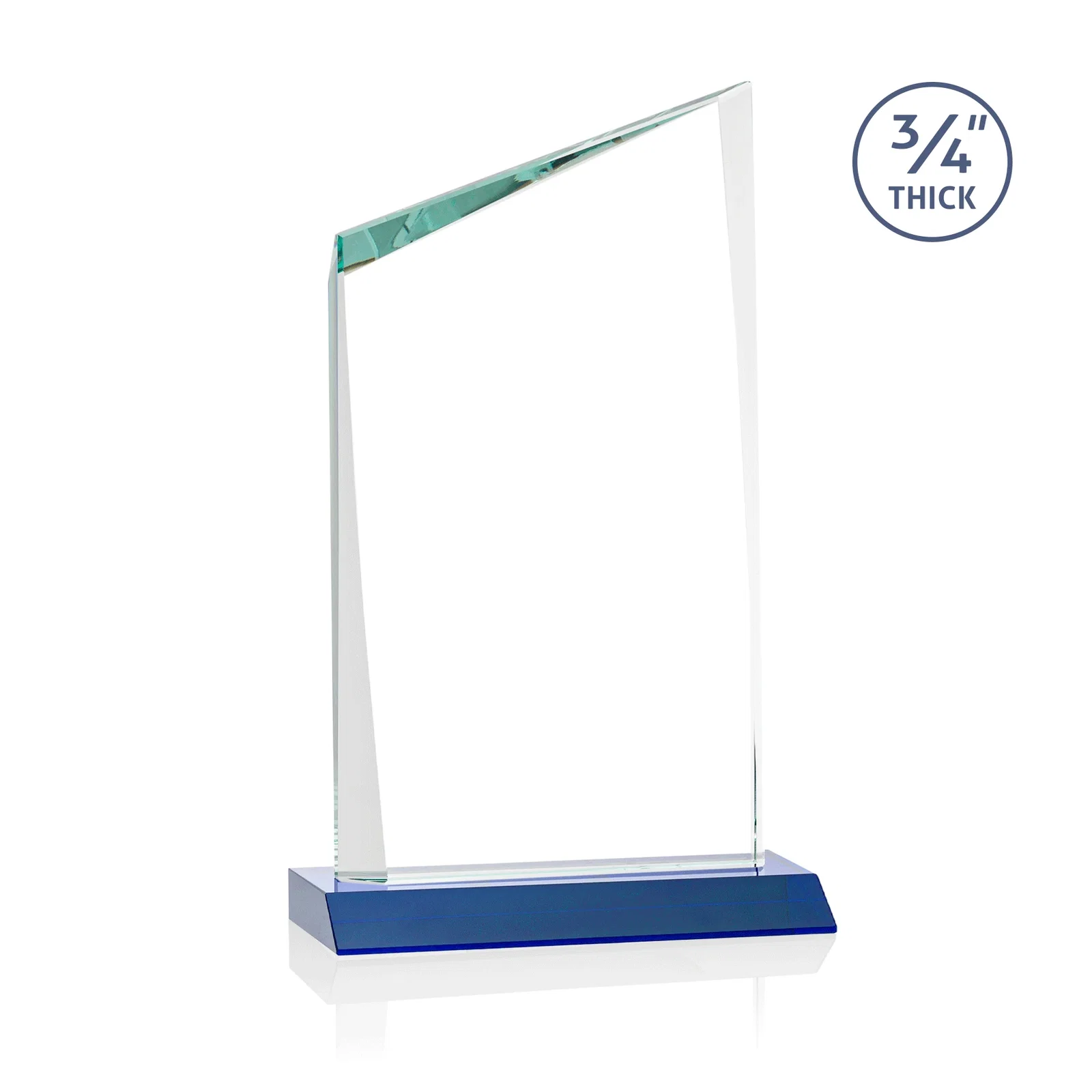 Custom engraved Starfire Crystal Peak Award on Front-Mitered Color Base, awards for employee recognition