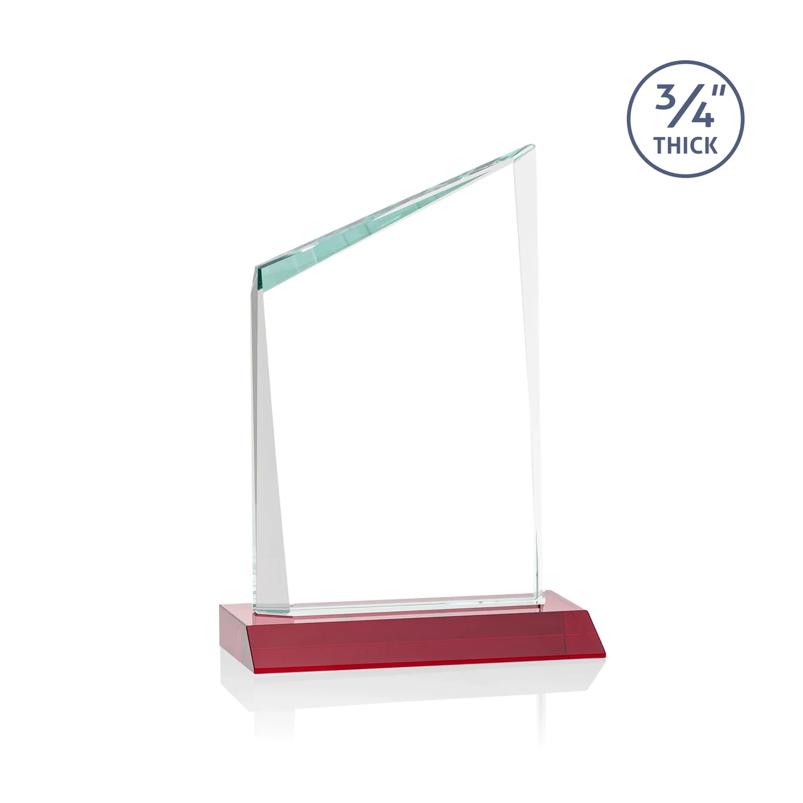 Custom engraved Starfire Crystal Peak Award on Front-Mitered Color Base, awards for corporate award ceremonies