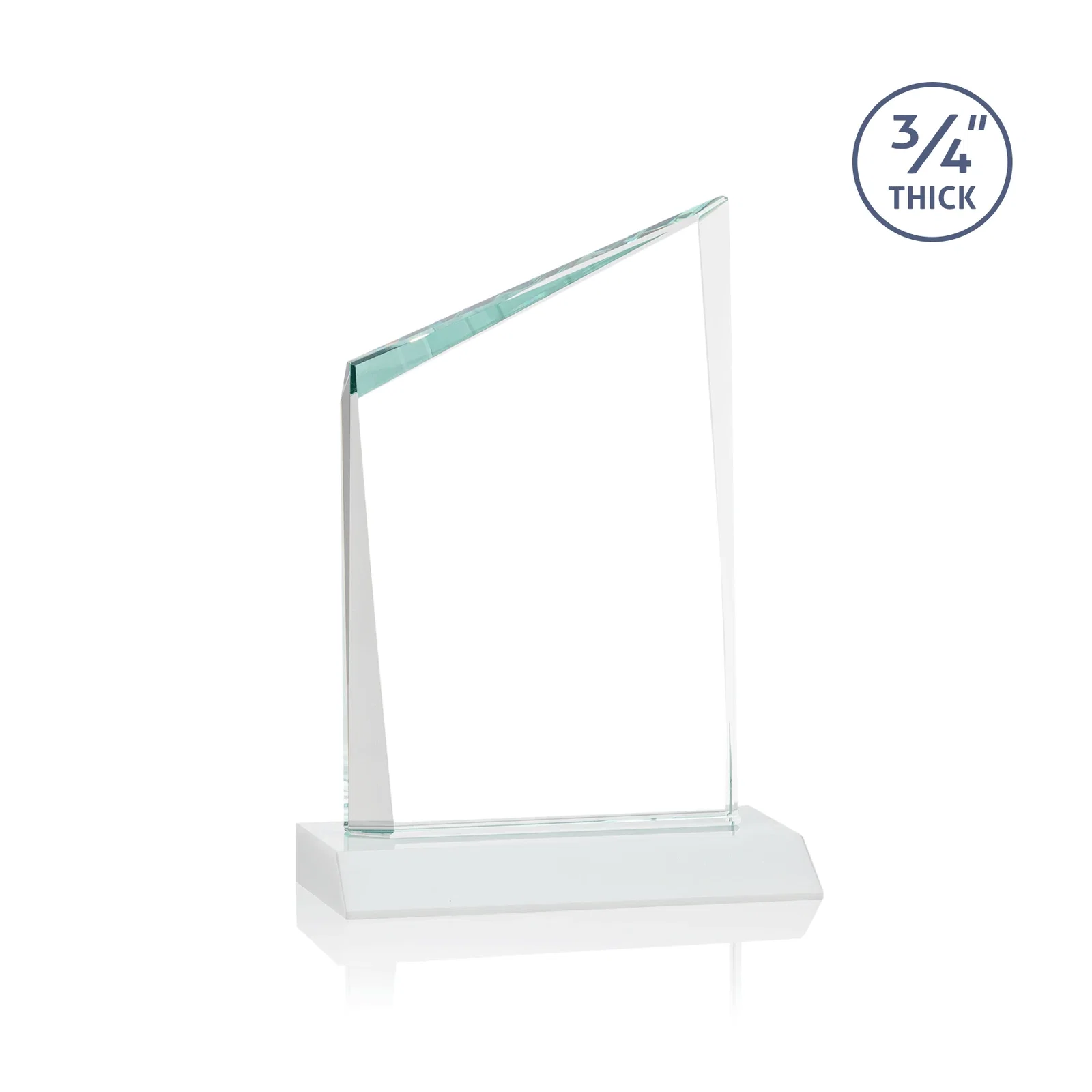 Custom engraved Starfire Crystal Peak Award on Front-Mitered Color Base, awards for retirement presentations