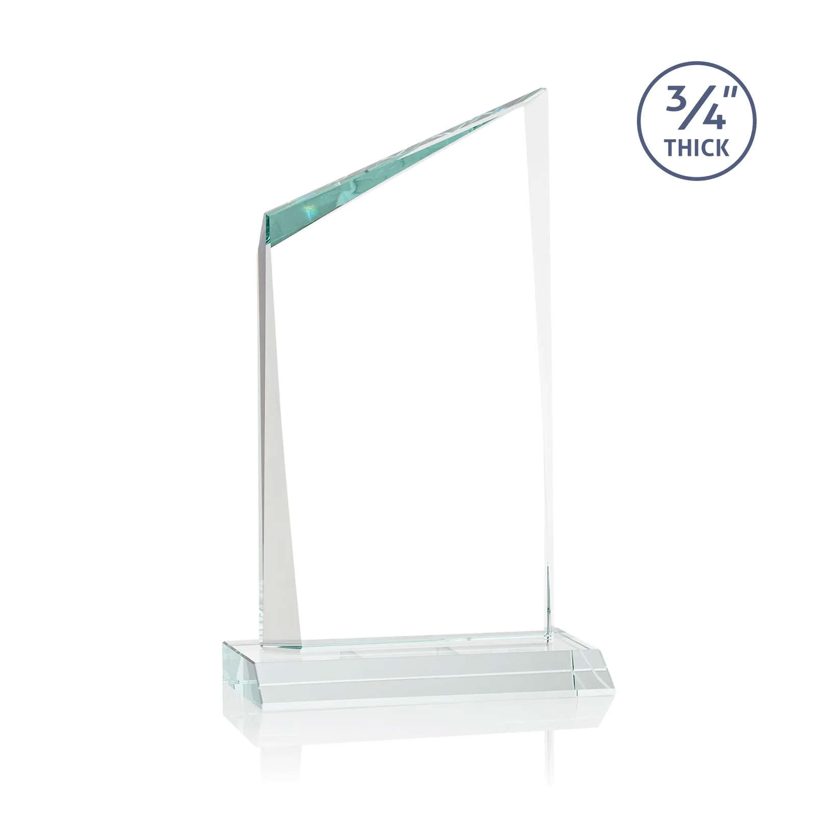 Custom engraved Starfire Crystal Peak Award on Front-Mitered Color Base, awards for donor appreciation