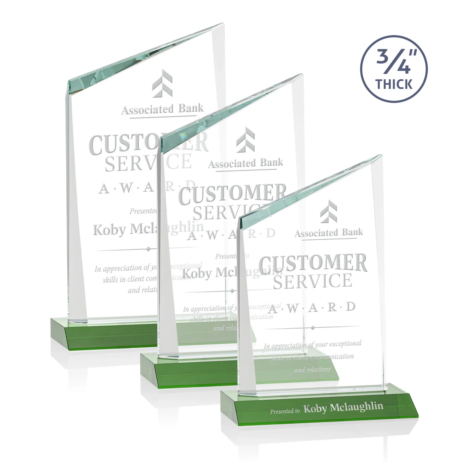 Custom Starfire Crystal Peak Award on Front-Mitered Color Base, awards for safety achievement programs