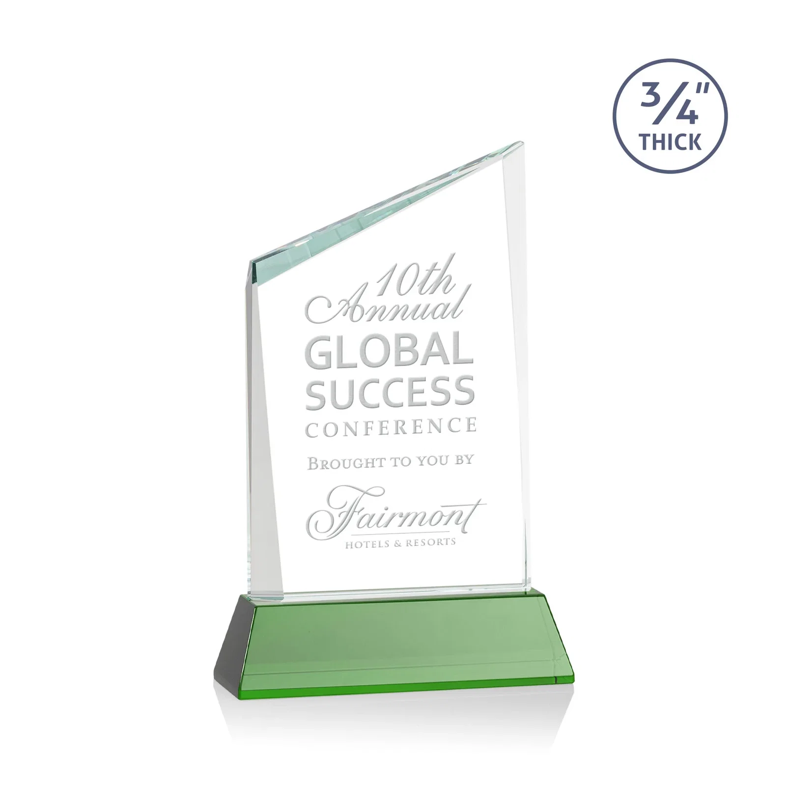 Custom Starfire Crystal Peak Award on Tapered Base with Second Etch, awards for volunteer appreciation