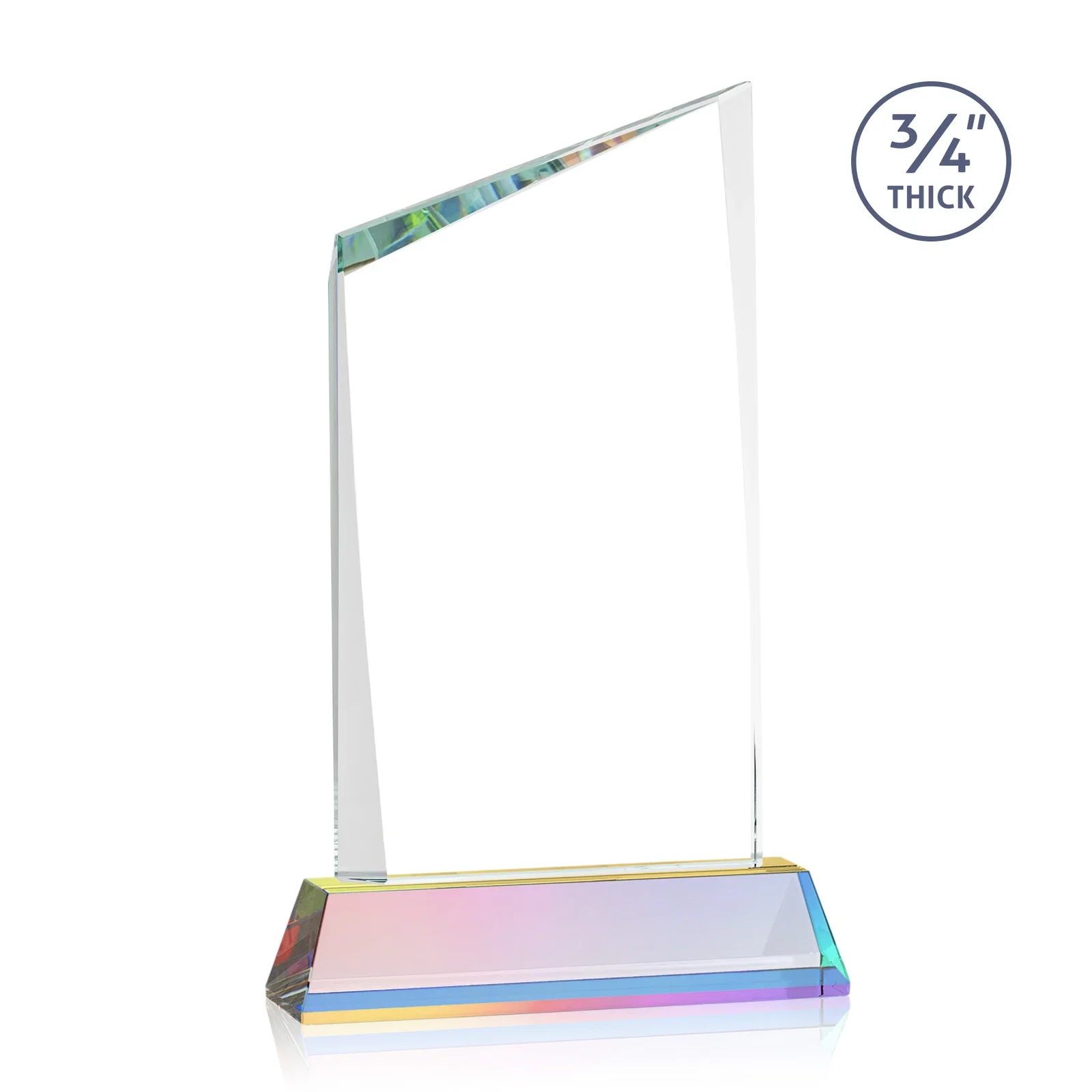 Personalized Starfire Crystal Peak Award on Tapered Base with Second Etch, awards, with your logo for employee recognition