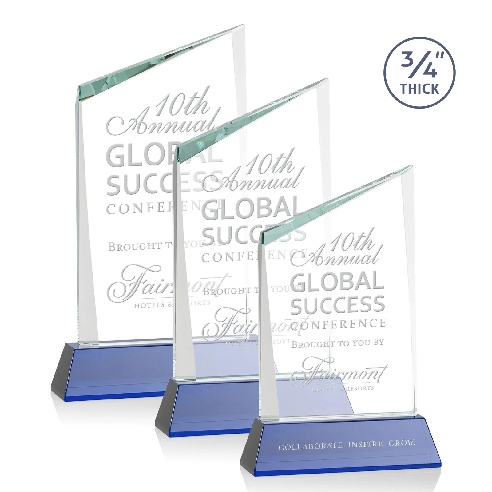 Personalized Starfire Crystal Peak Award on Tapered Base with Second Etch, awards for retirement presentations