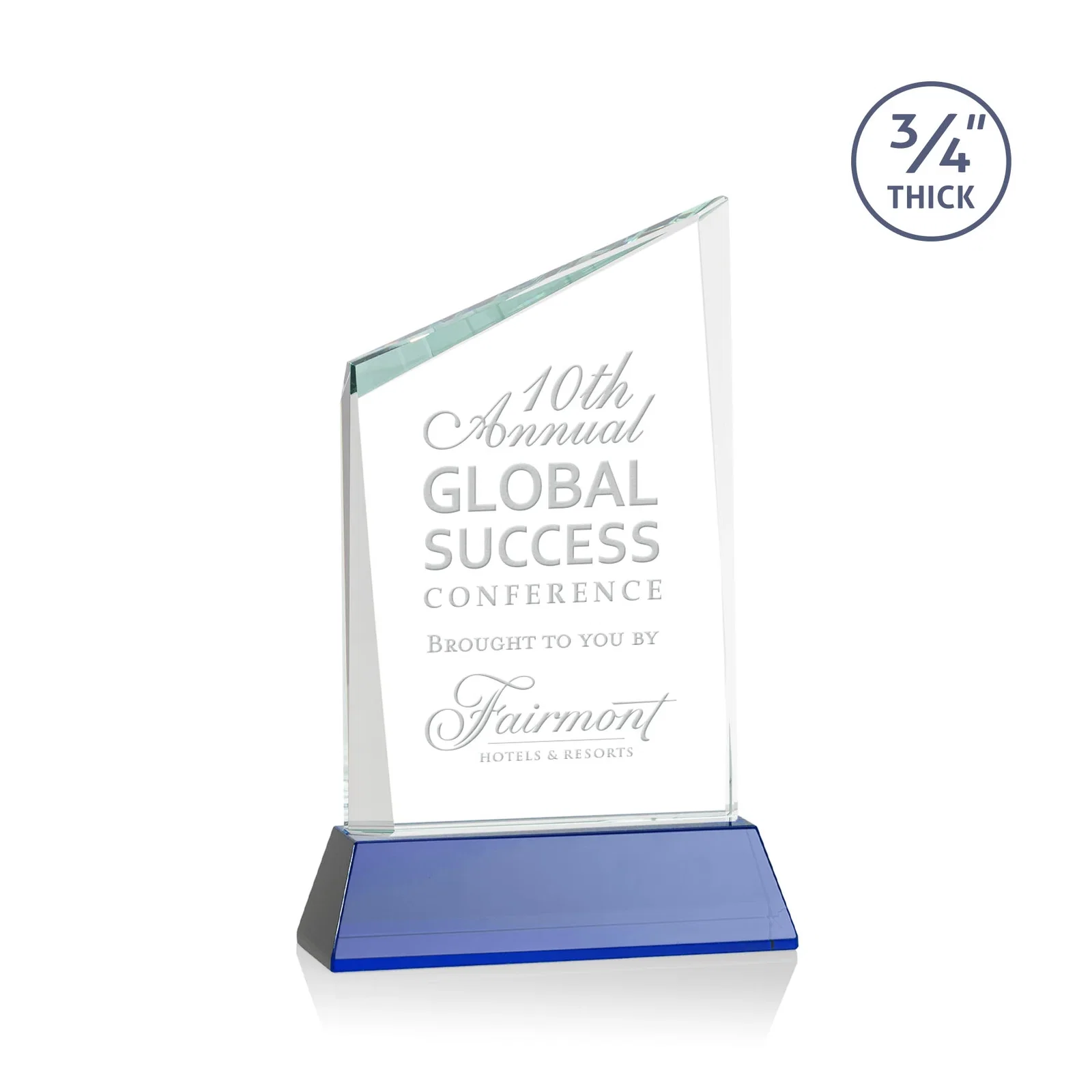 Personalized Starfire Crystal Peak Award on Tapered Base with Second Etch, awards for team milestone celebrations