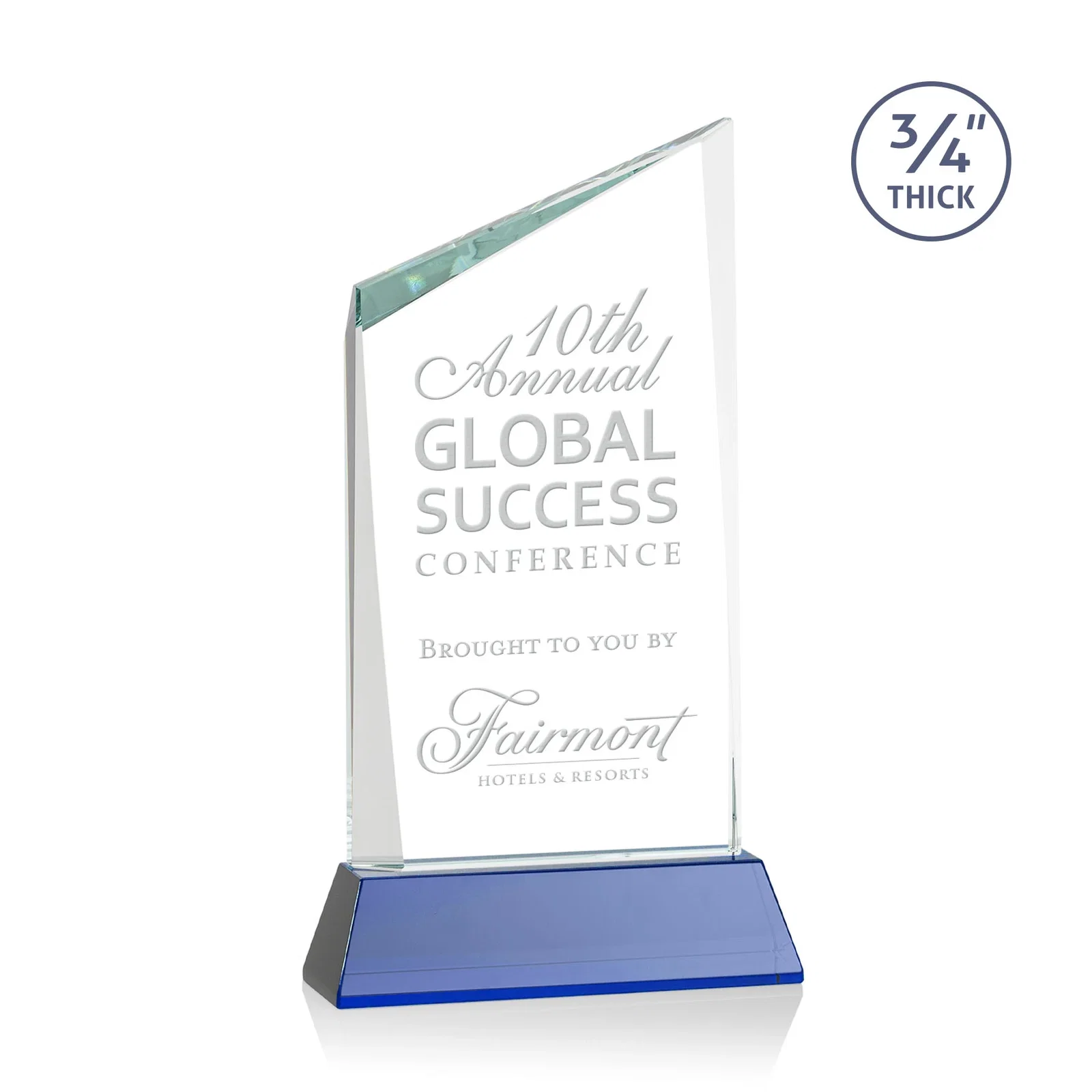 Personalized Starfire Crystal Peak Award on Tapered Base with Second Etch, awards for donor appreciation