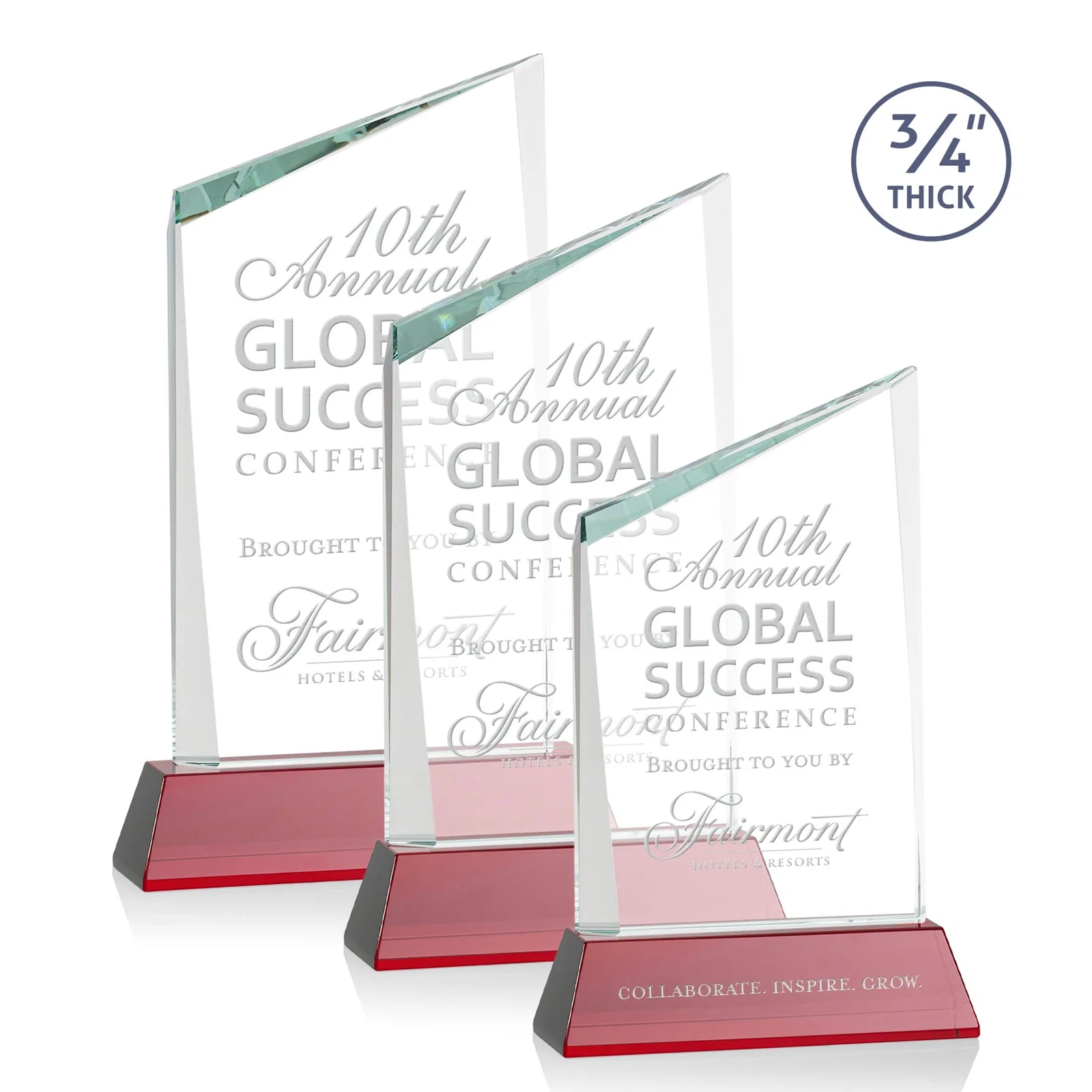Personalized Starfire Crystal Peak Award on Tapered Base with Second Etch, awards for safety achievement programs