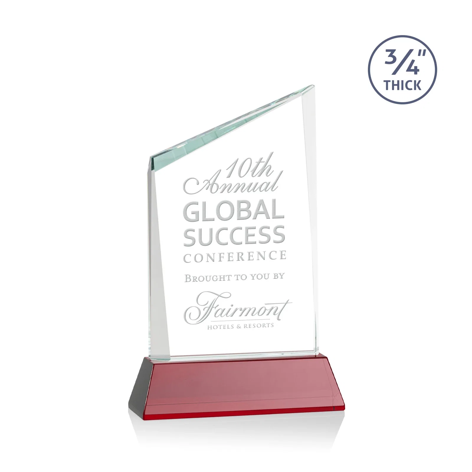 Personalized Starfire Crystal Peak Award on Tapered Base with Second Etch, awards for volunteer appreciation