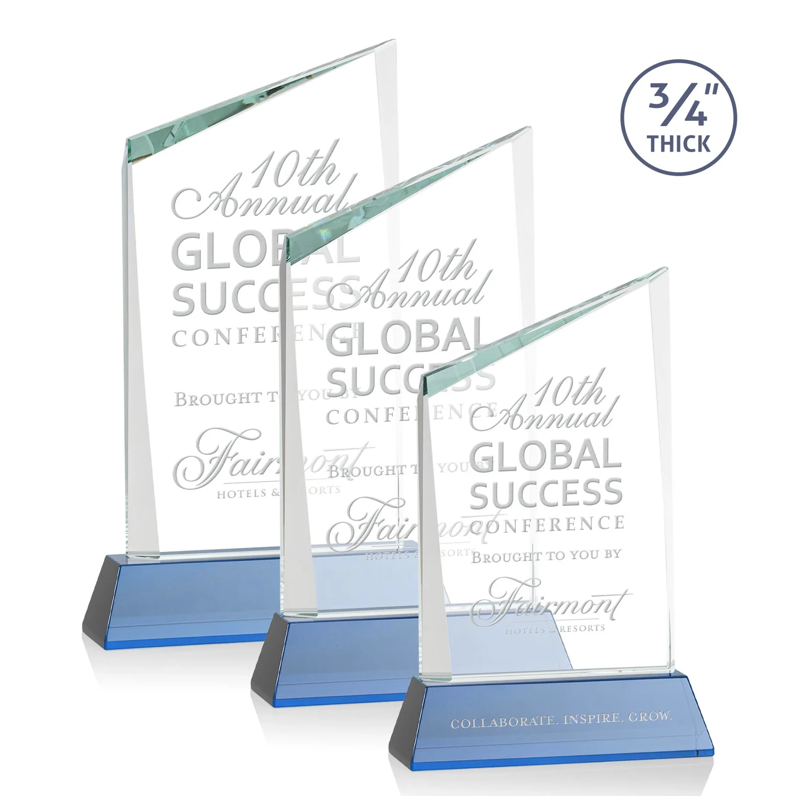 Promotional Starfire Crystal Peak Award on Tapered Base with Second Etch, awards for employee recognition