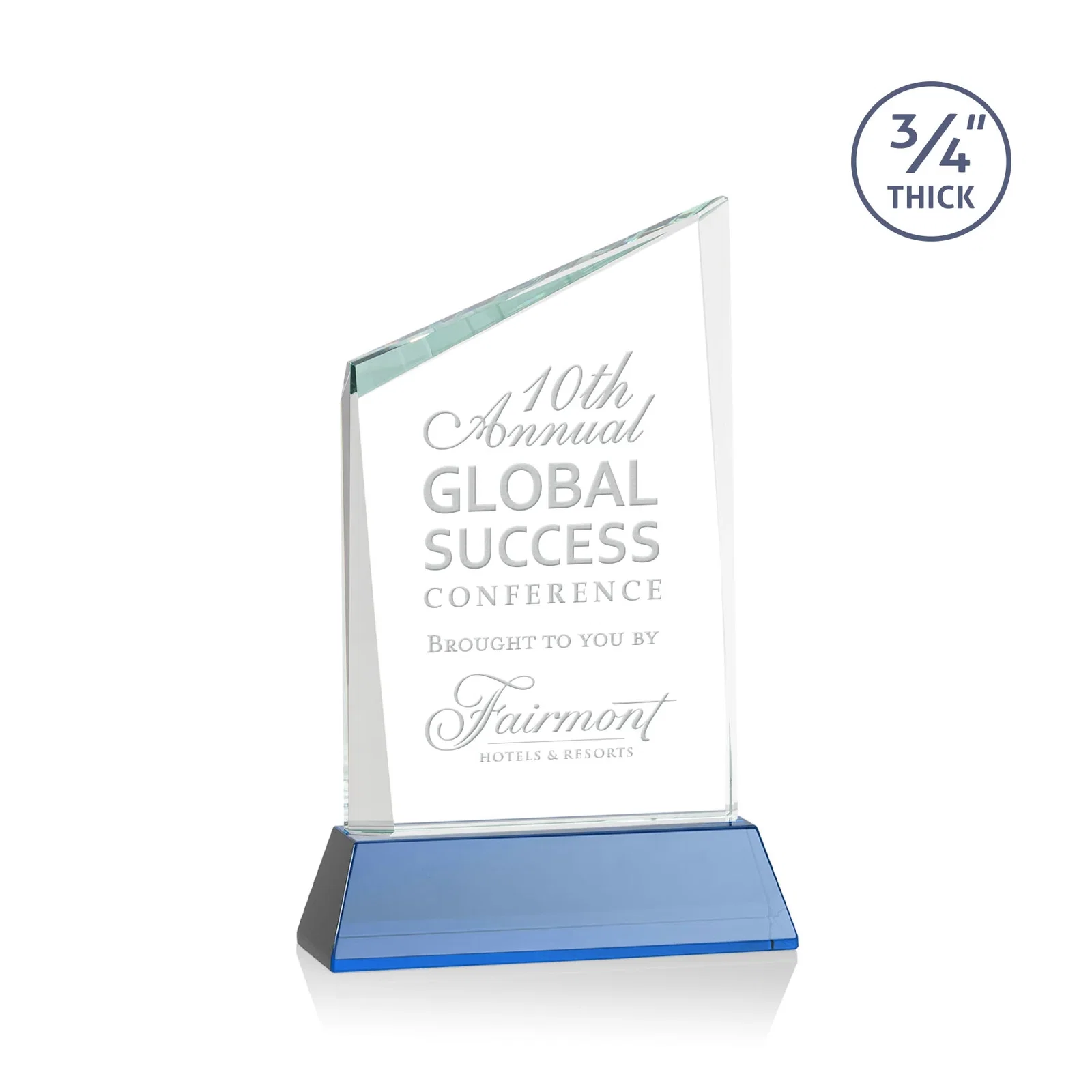 Promotional Starfire Crystal Peak Award on Tapered Base with Second Etch, awards for corporate award ceremonies