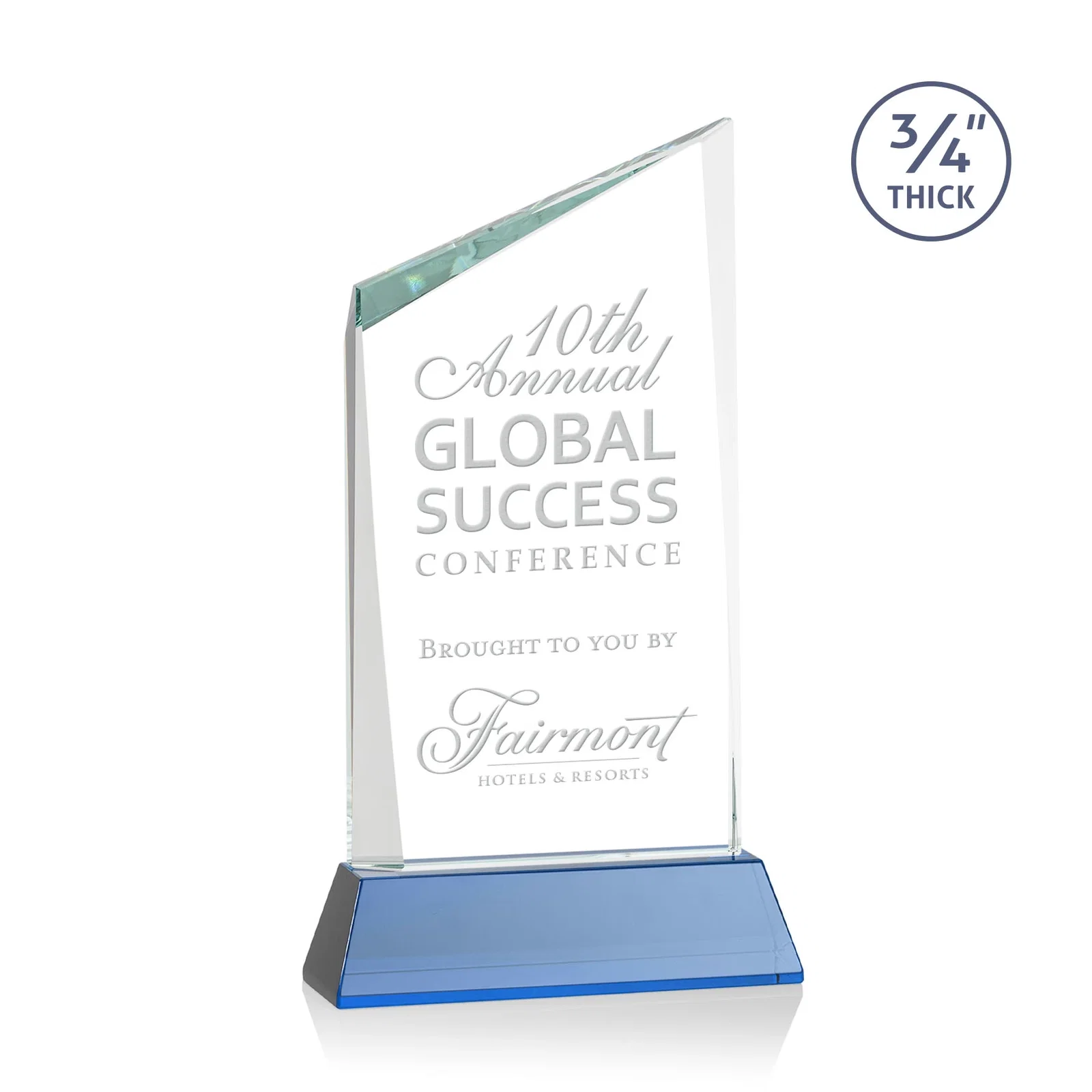 Promotional Starfire Crystal Peak Award on Tapered Base with Second Etch, awards for service anniversary gifts
