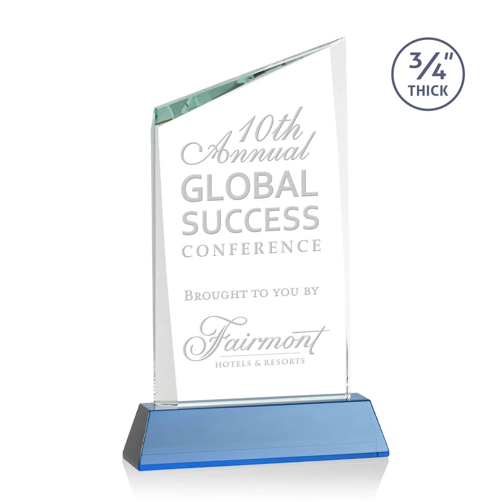 Promotional Starfire Crystal Peak Award on Tapered Base with Second Etch, awards for sales achievement awards