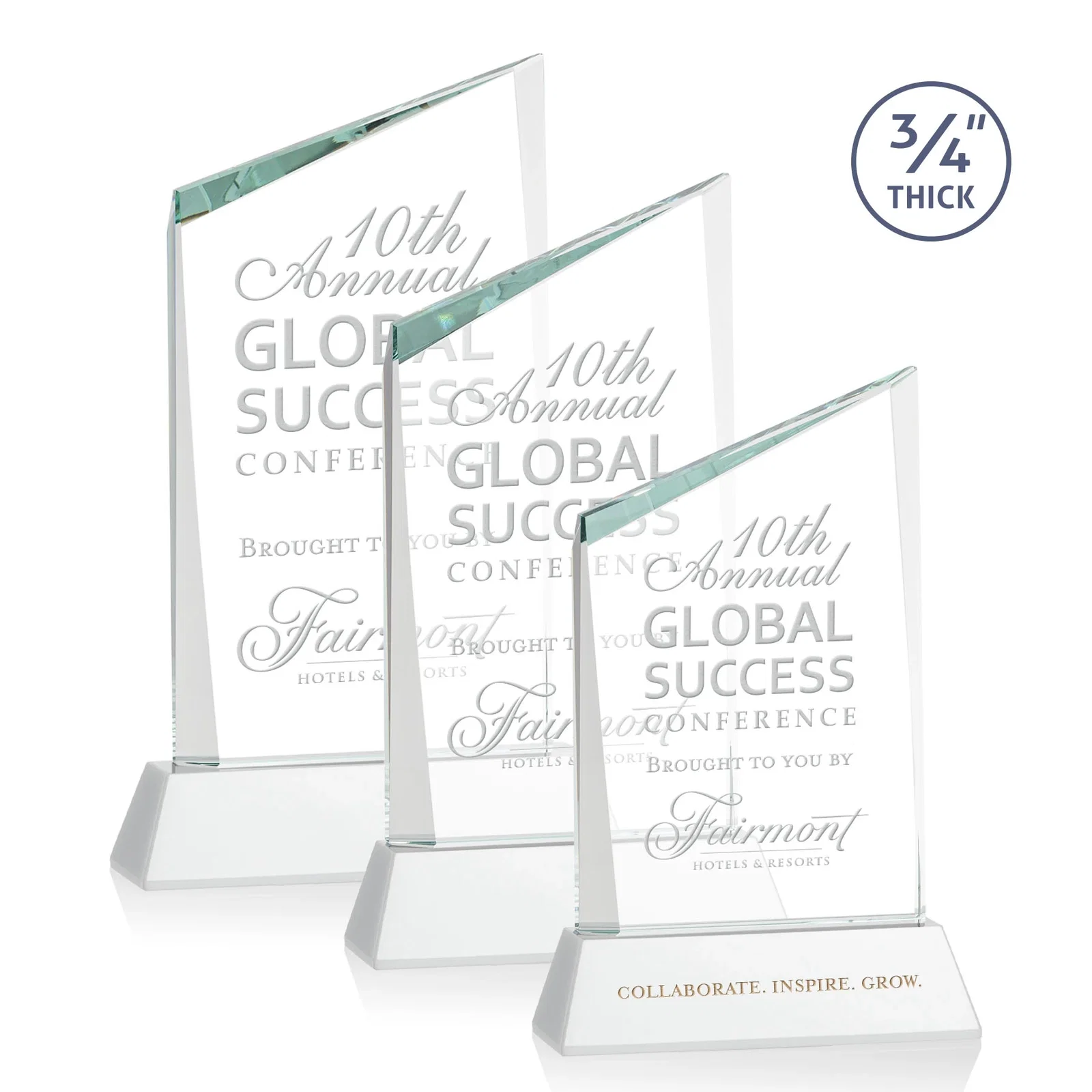 Promotional Starfire Crystal Peak Award on Tapered Base with Second Etch, awards for retirement presentations