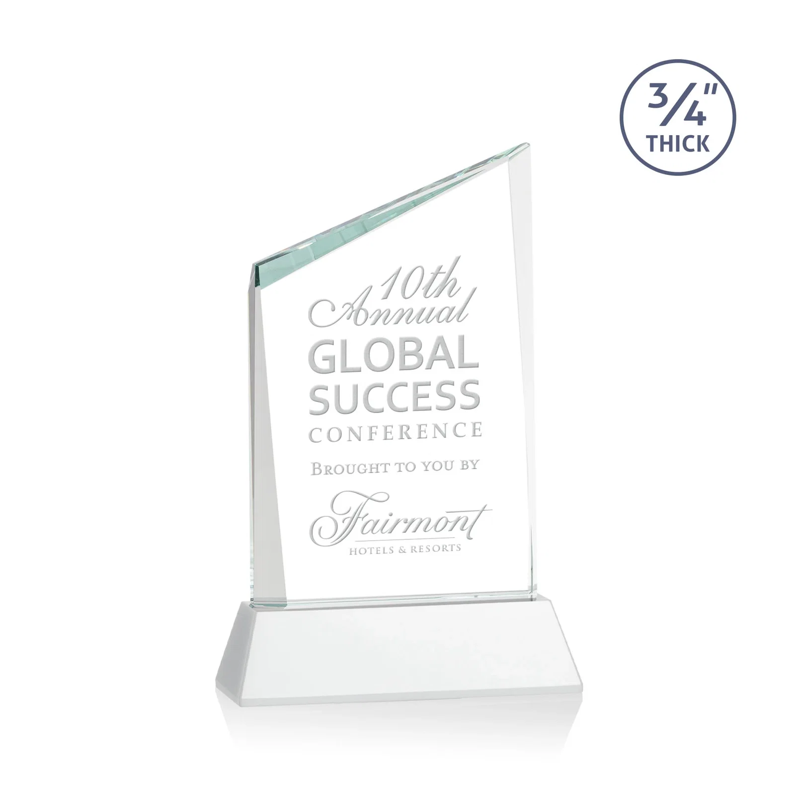 Promotional Starfire Crystal Peak Award on Tapered Base with Second Etch, awards for team milestone celebrations
