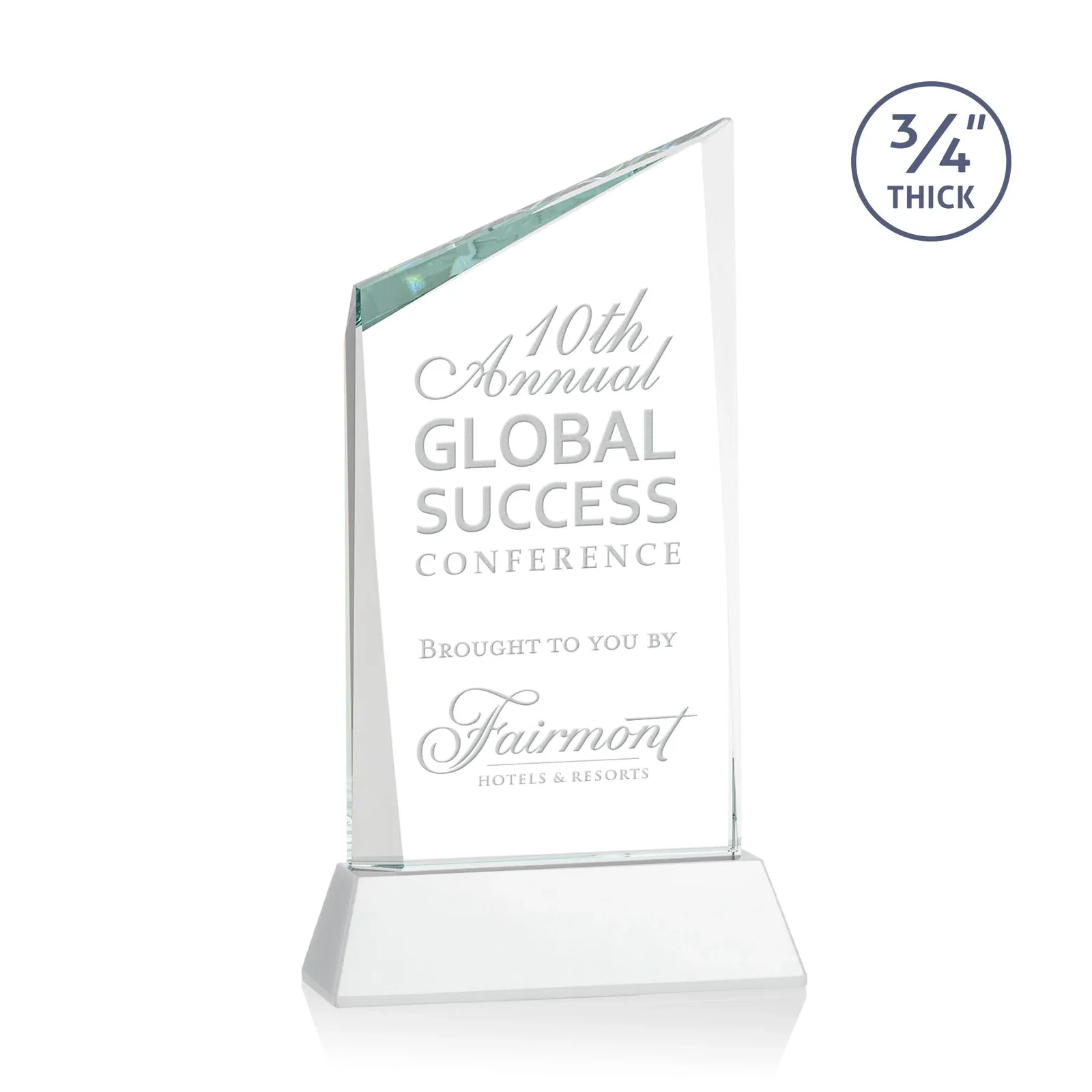 Promotional Starfire Crystal Peak Award on Tapered Base with Second Etch, awards for donor appreciation