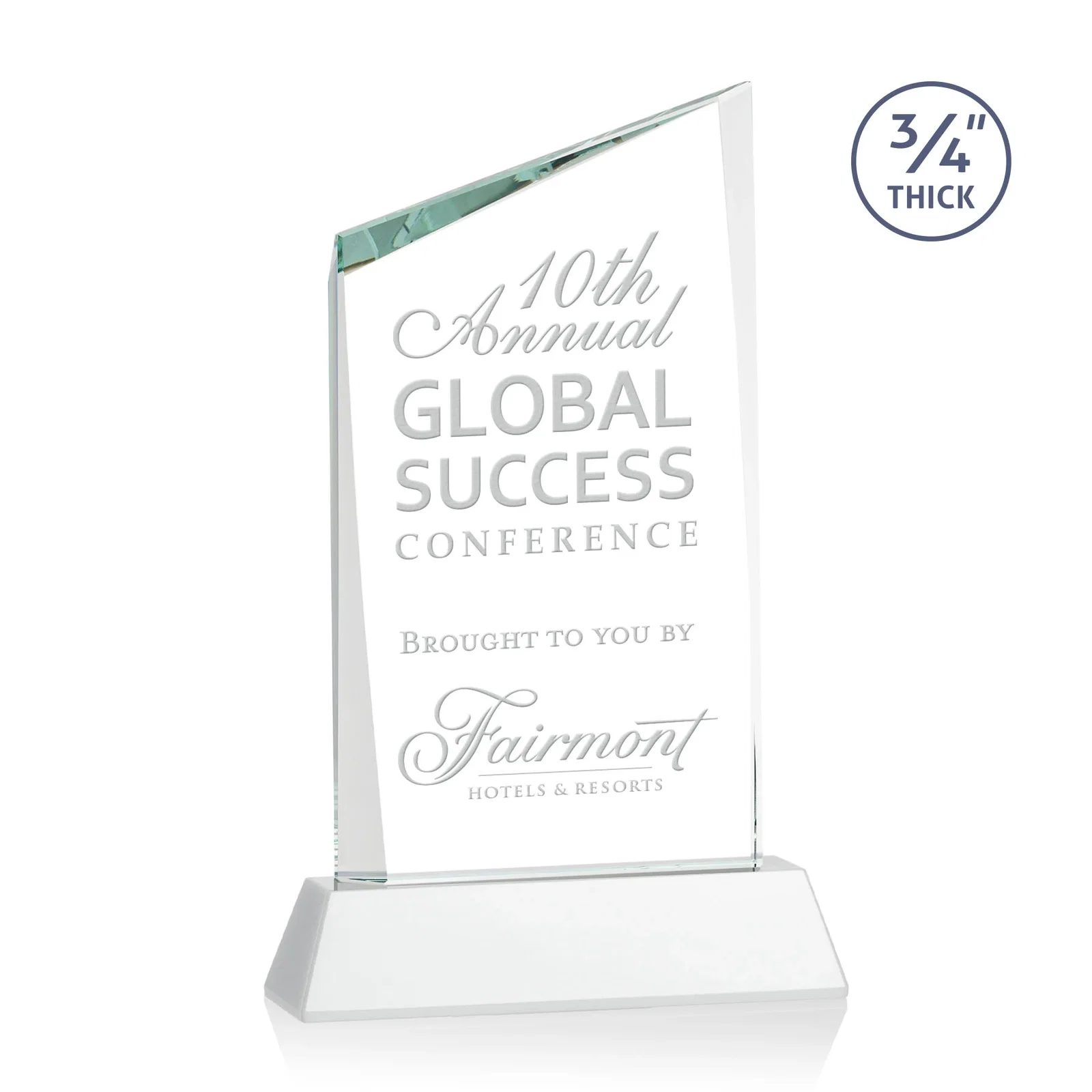 Promotional Starfire Crystal Peak Award on Tapered Base with Second Etch, awards for graduation ceremonies