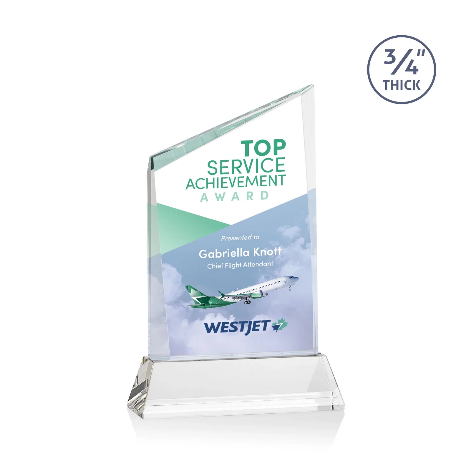Promotional Starfire Crystal Peak Award on Tapered Base with Second Etch, awards for volunteer appreciation