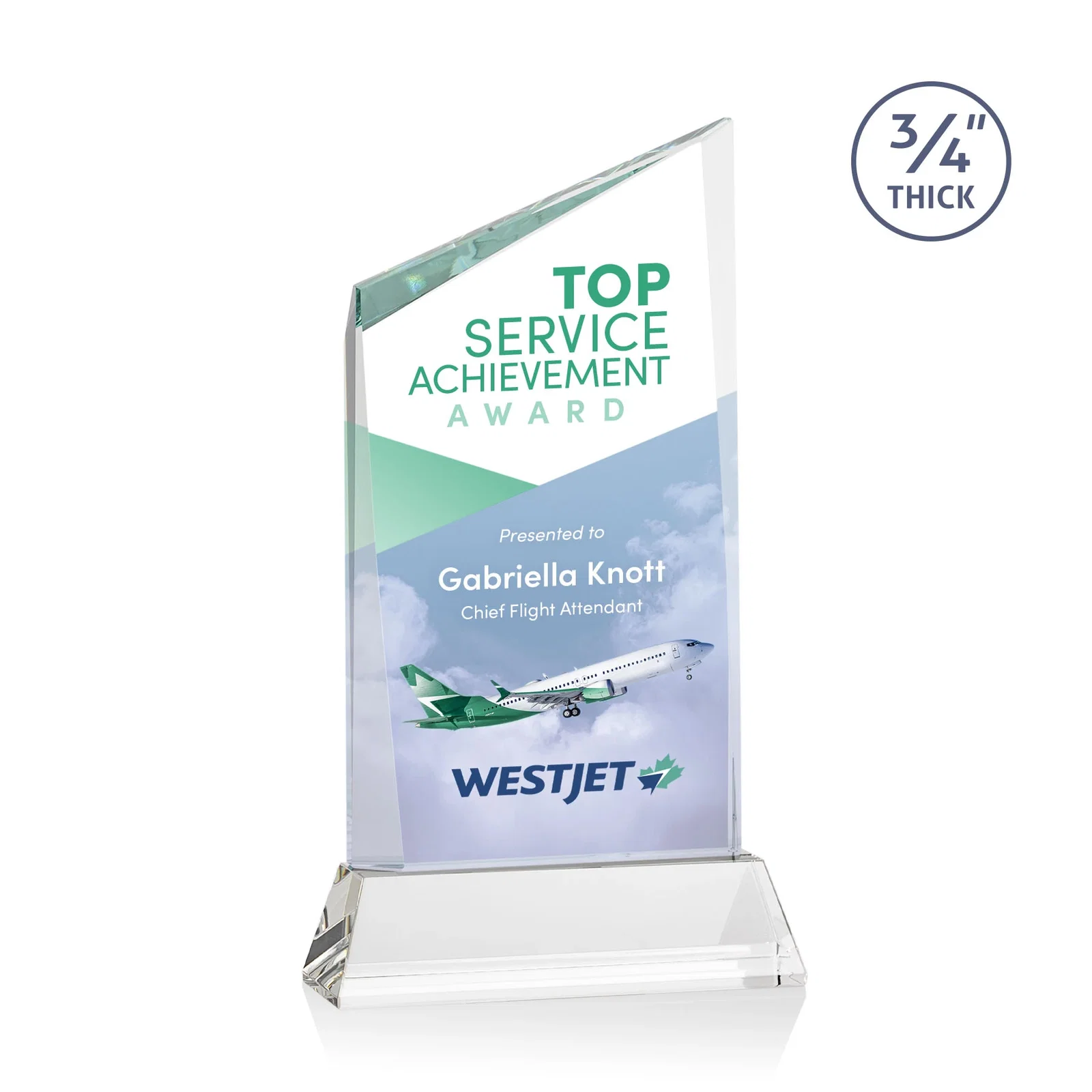 Promotional Starfire Crystal Peak Award on Tapered Base with Second Etch, awards for dealer and partner awards
