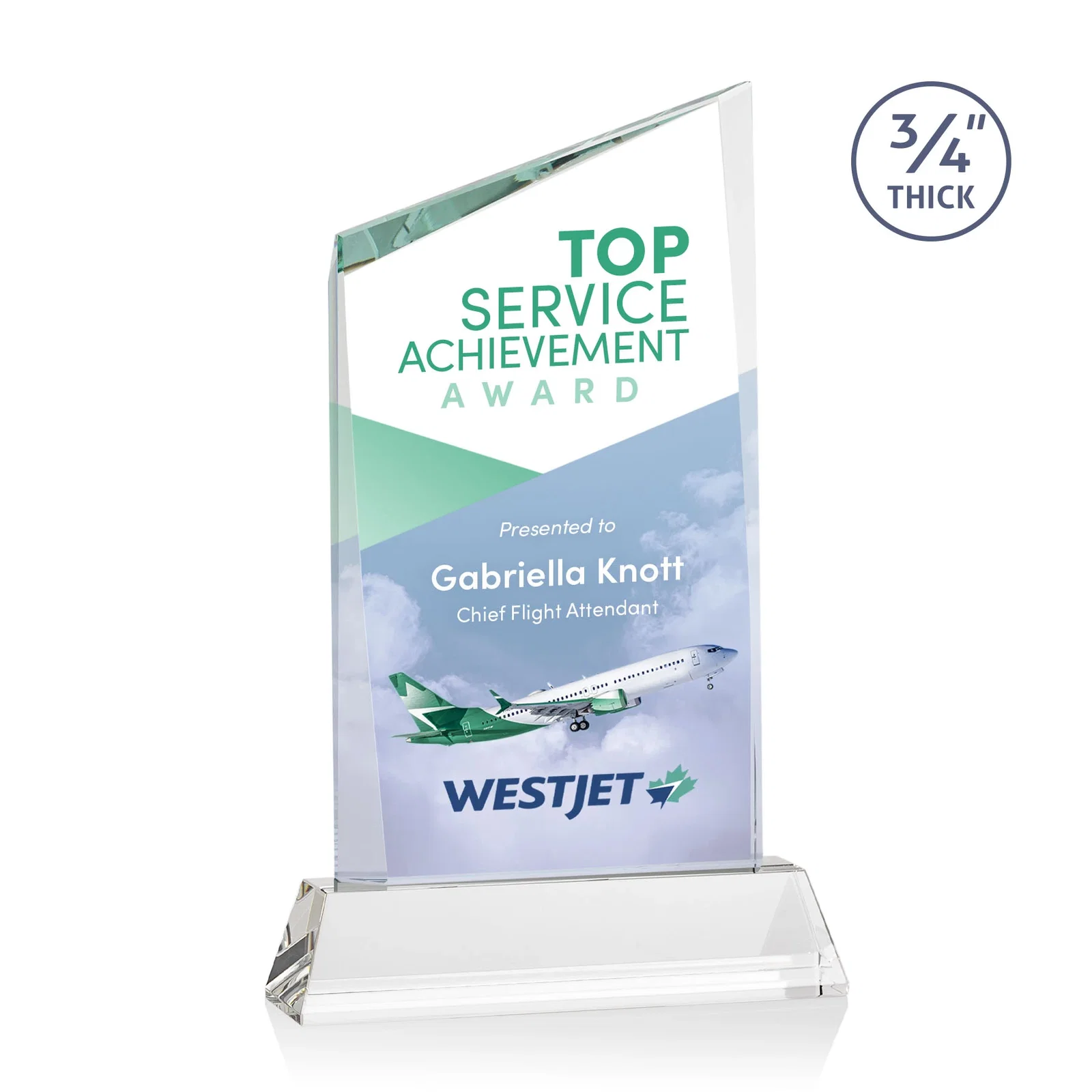 Promotional Starfire Crystal Peak Award on Tapered Base with Second Etch, awards for company anniversary events