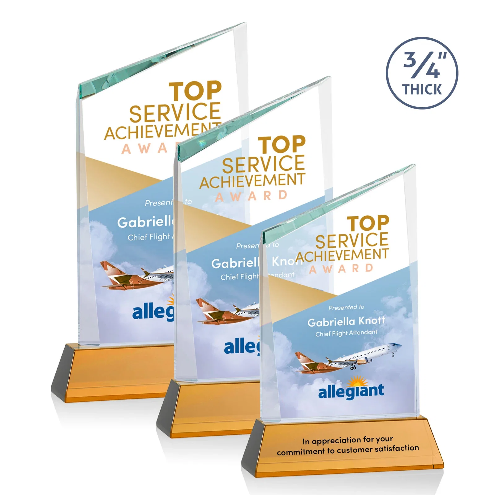 Branded Starfire Crystal Peak Award on Tapered Base with Second Etch, awards for employee recognition