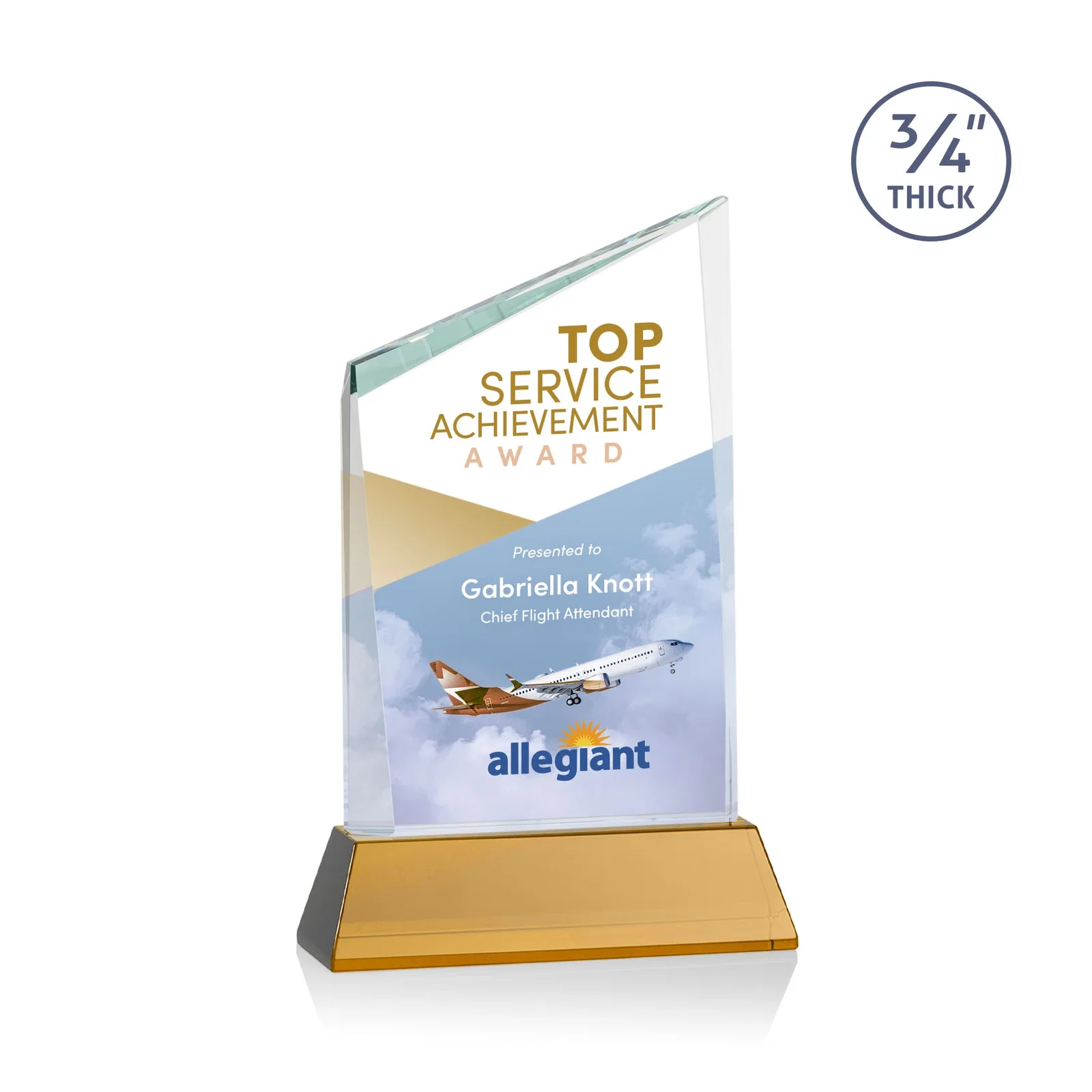 Branded Starfire Crystal Peak Award on Tapered Base with Second Etch, awards for corporate award ceremonies