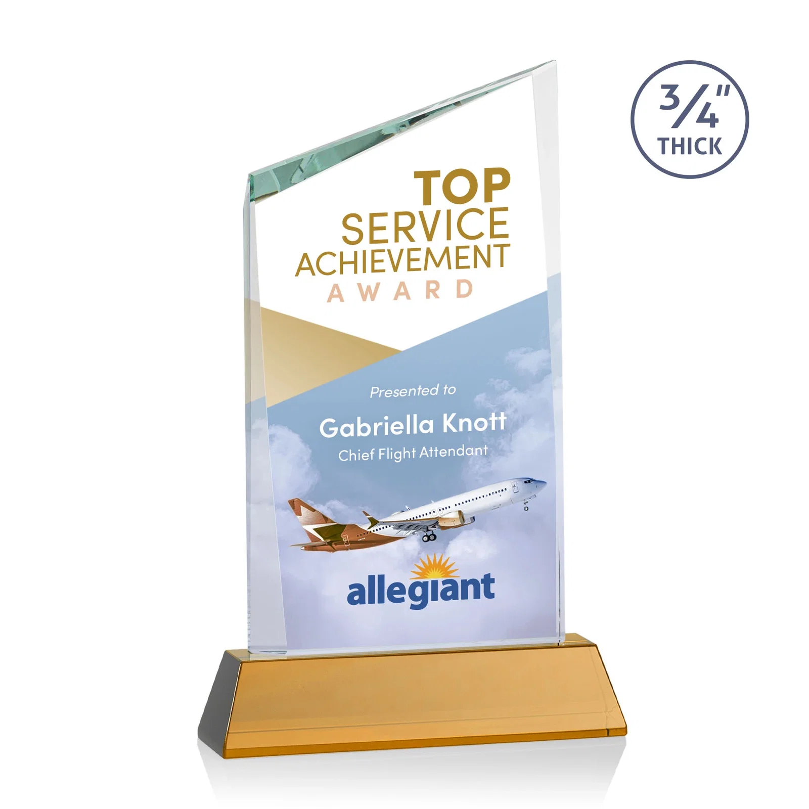Branded Starfire Crystal Peak Award on Tapered Base with Second Etch, awards for sales achievement awards