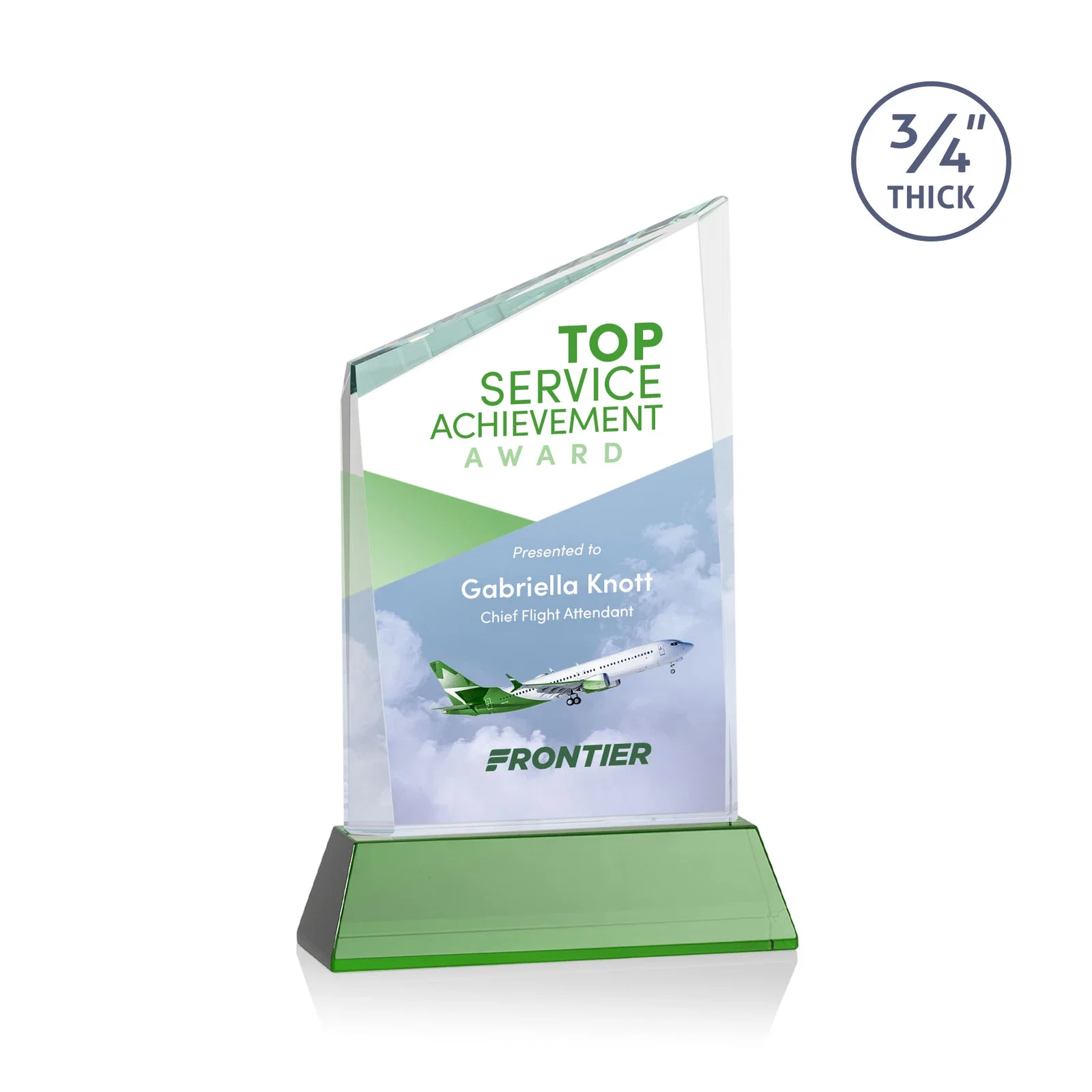 Branded Starfire Crystal Peak Award on Tapered Base with Second Etch, awards for team milestone celebrations