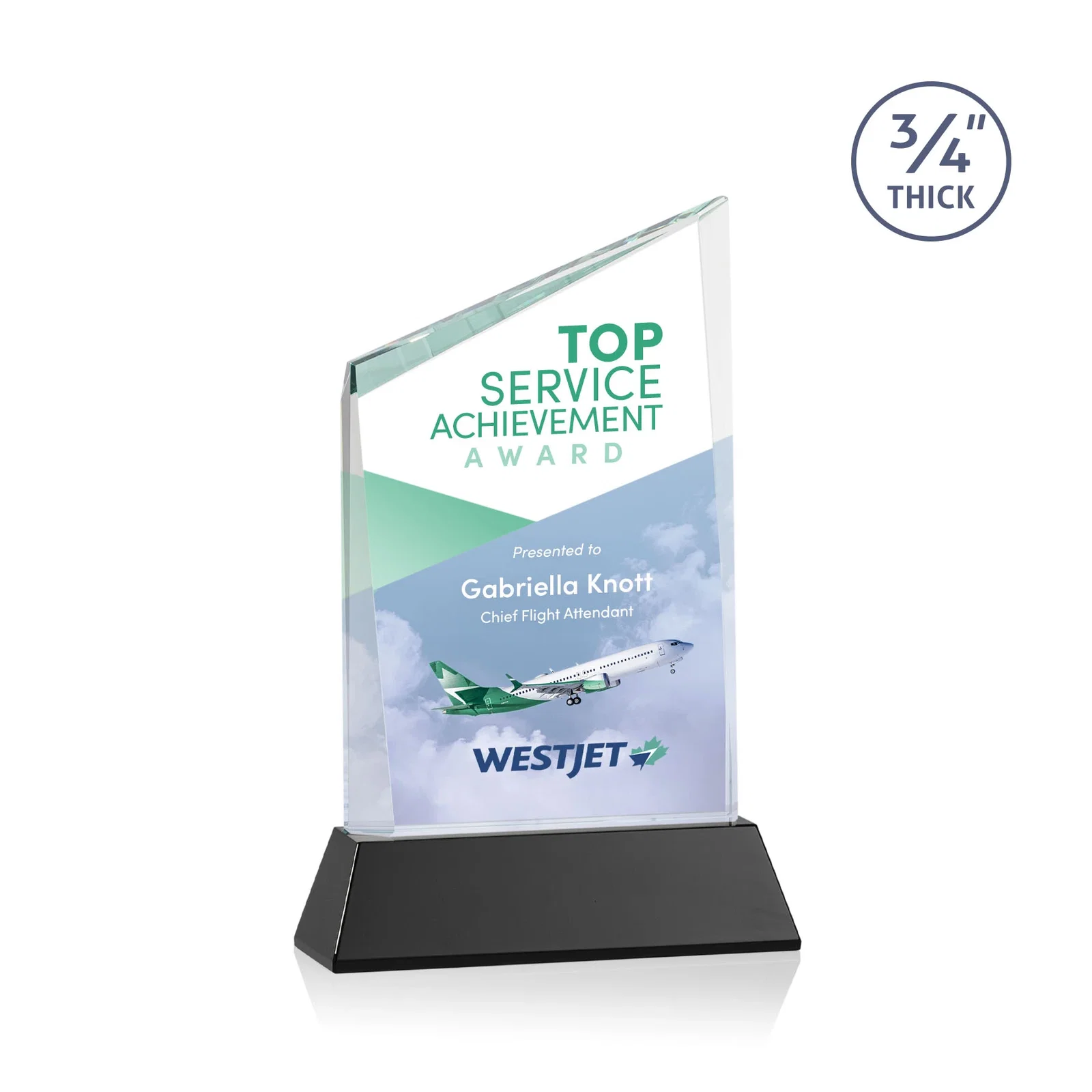 Branded Starfire Crystal Peak Award on Tapered Base with Second Etch, awards for volunteer appreciation