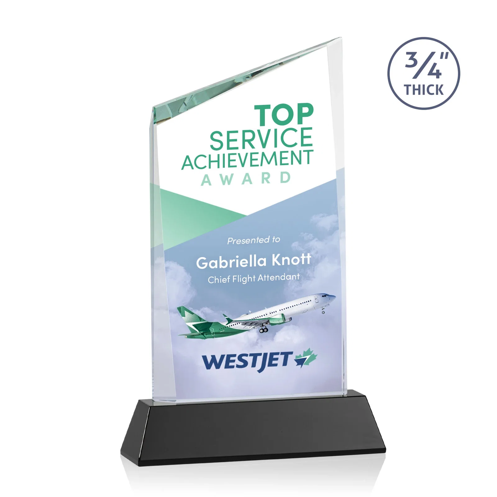 Branded Starfire Crystal Peak Award on Tapered Base with Second Etch, awards for company anniversary events